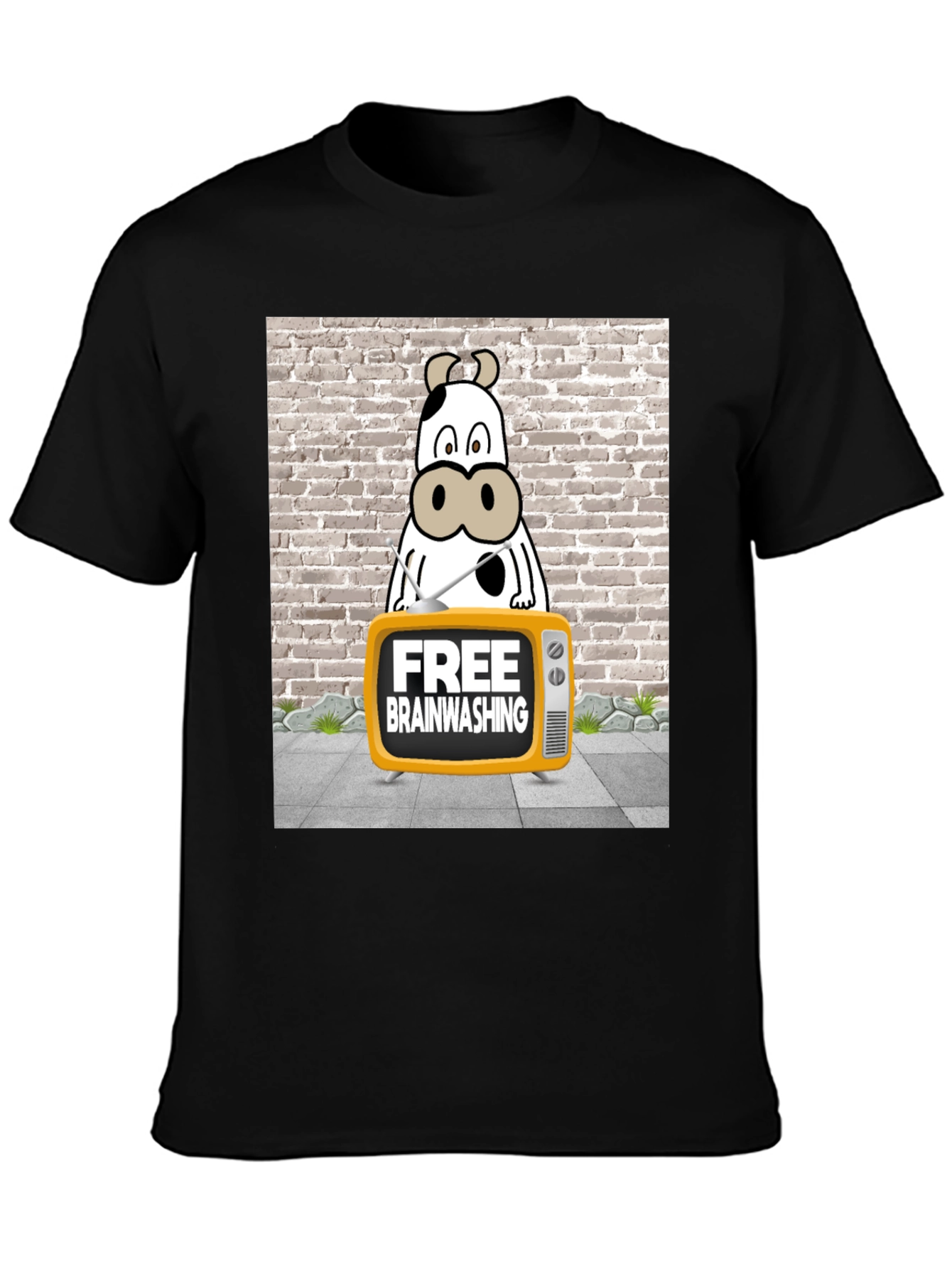 Brainwashing Cow T-Shirt: Funny Graphic Tee for Men
