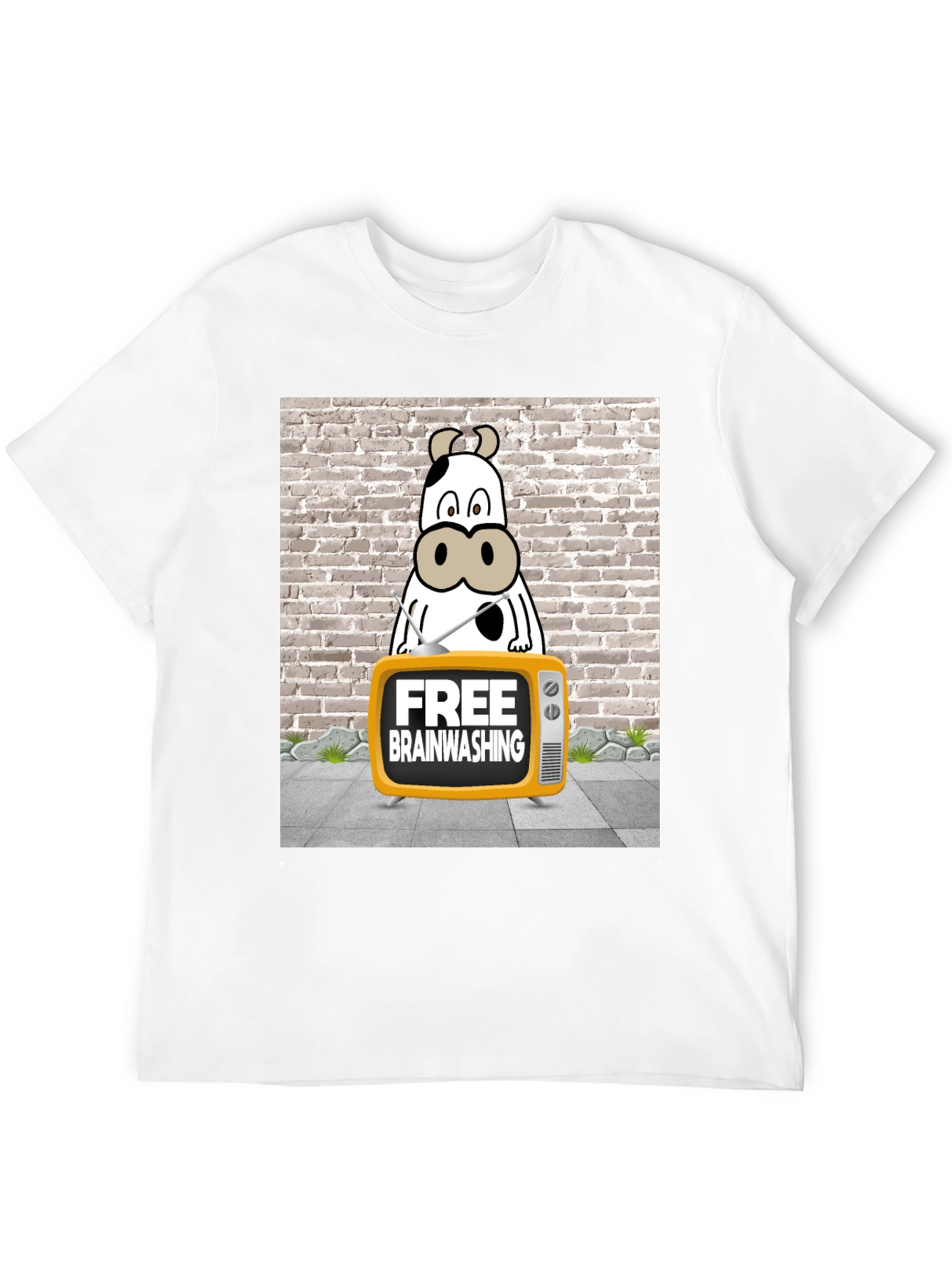 Brainwashing Cow T-Shirt: Funny Graphic Tee for Men