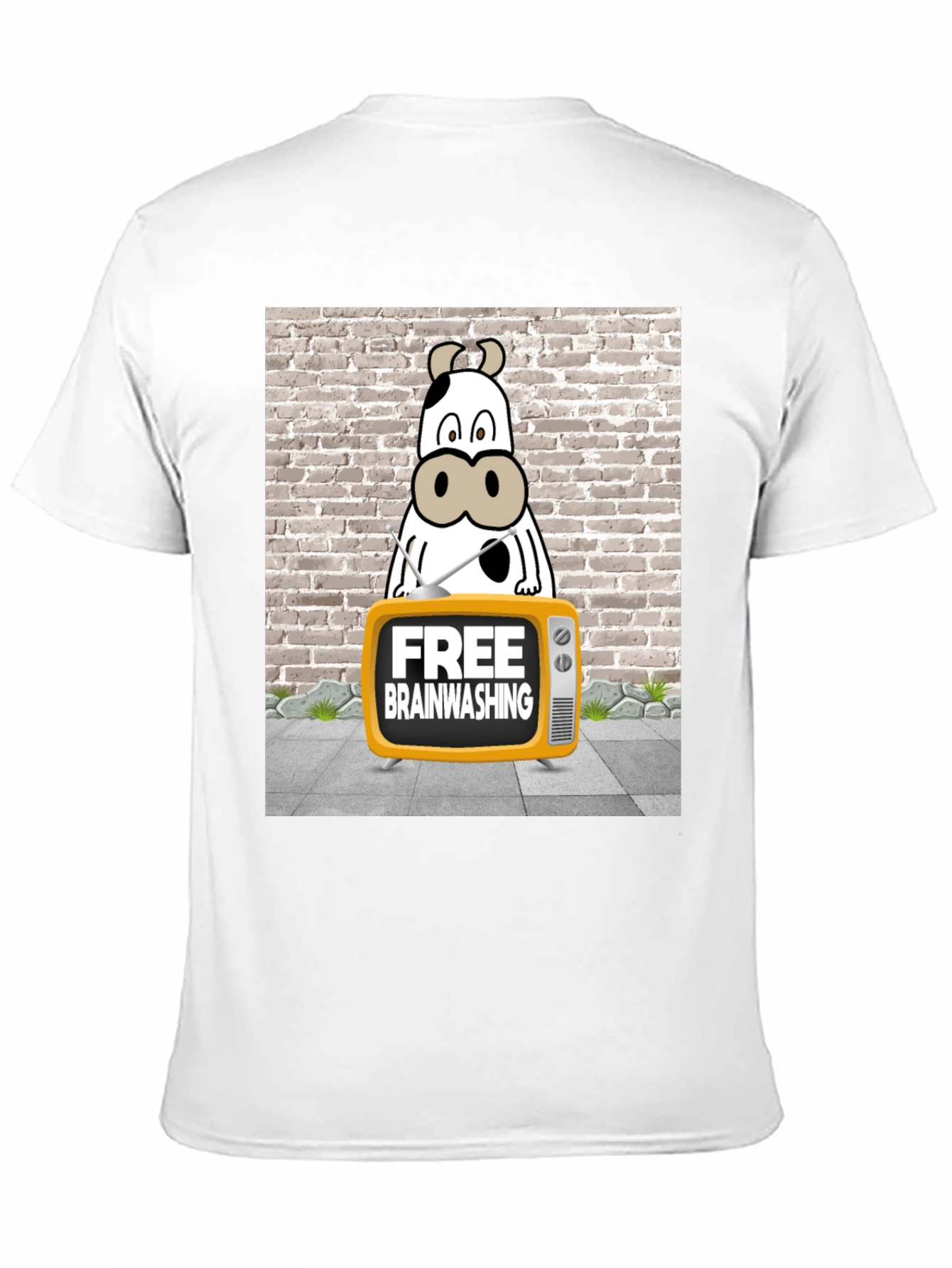 Brainwashing Cow T-Shirt: Funny Graphic Tee for Men