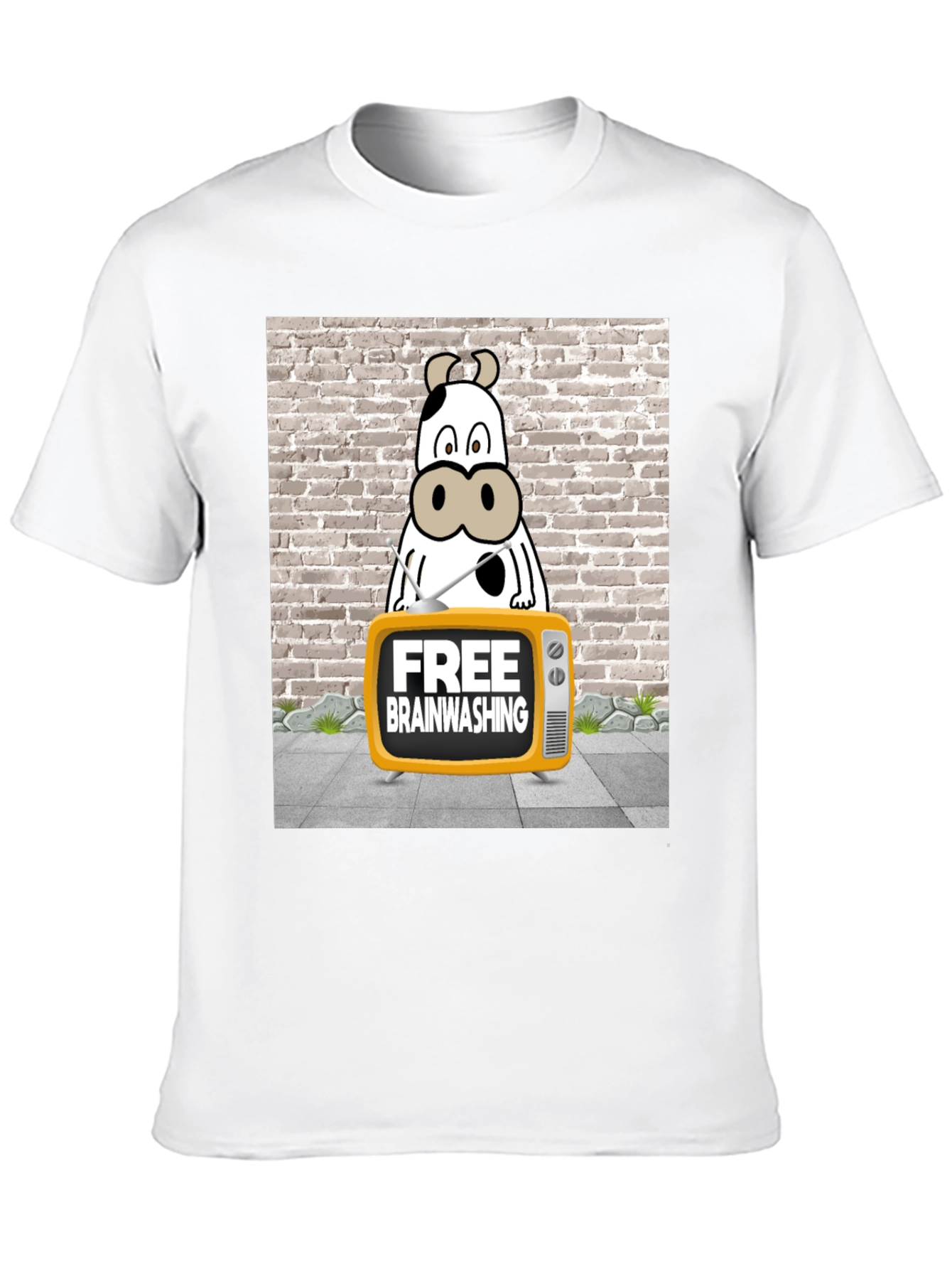 Brainwashing Cow T-Shirt: Funny Graphic Tee for Men