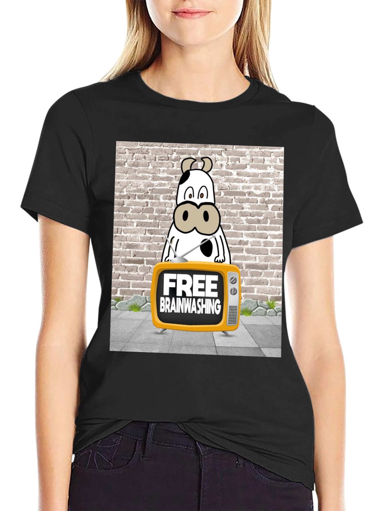 Brainwashing Cow T-Shirt: Funny Graphic Tee for Men