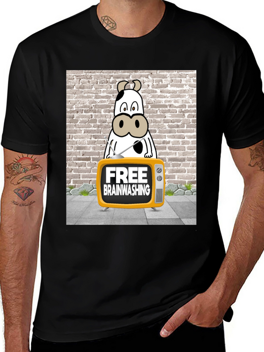 Brainwashing Cow T-Shirt: Funny Graphic Tee for Men