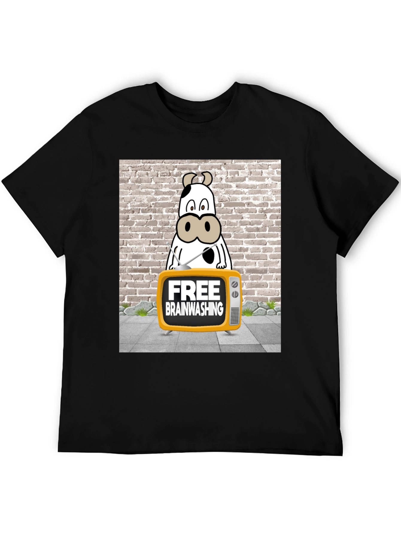 Brainwashing Cow T-Shirt: Funny Graphic Tee for Men