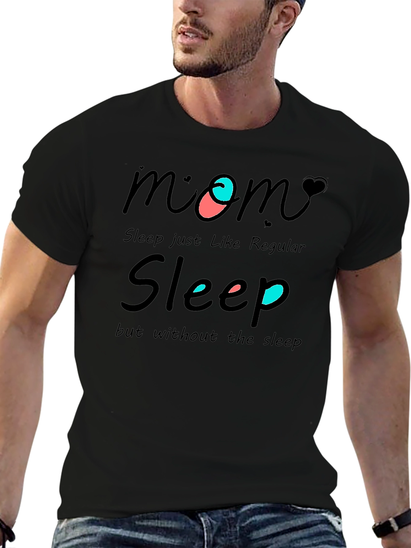 Funny Mom Sleep Graphic T-Shirt - Black