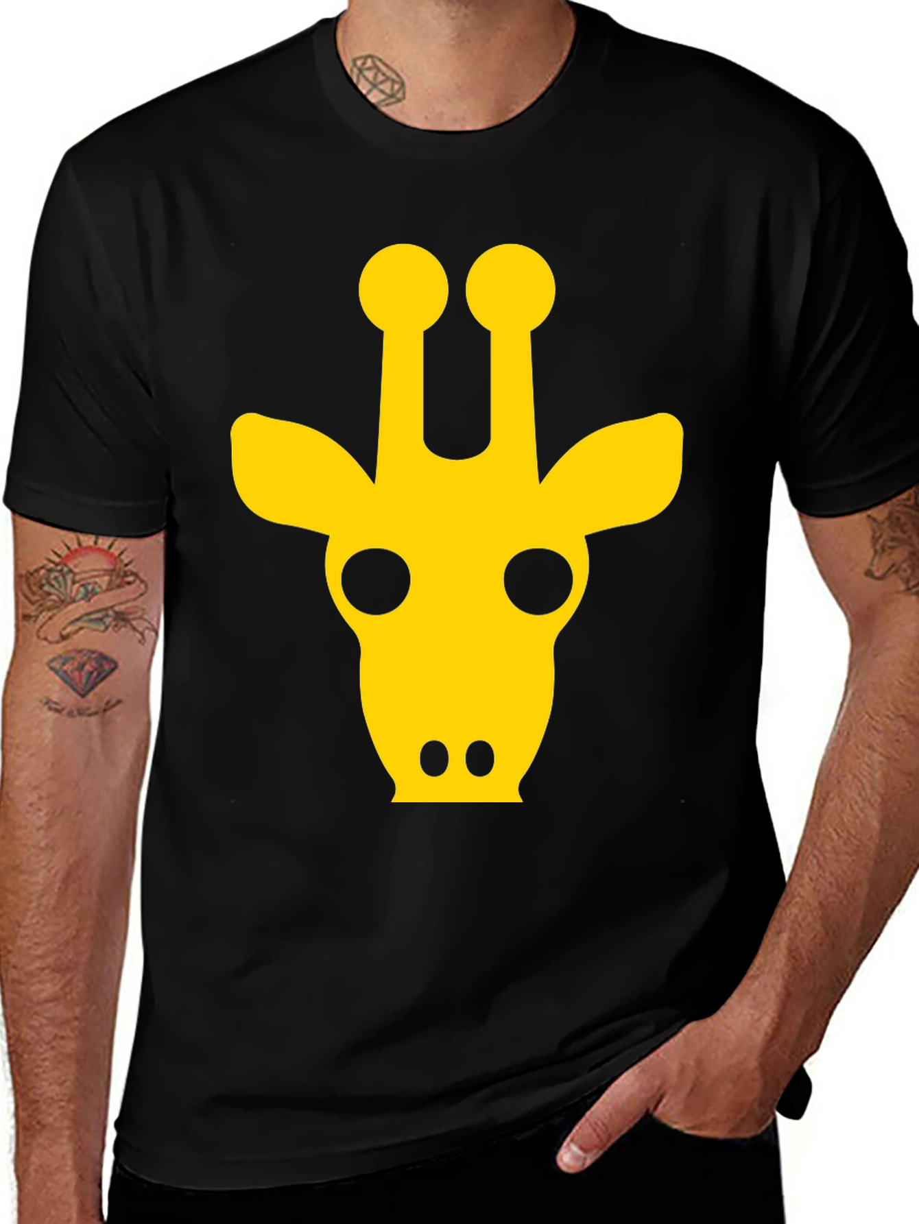 Giraffe Graphic Tee -  Black Unisex T-Shirt