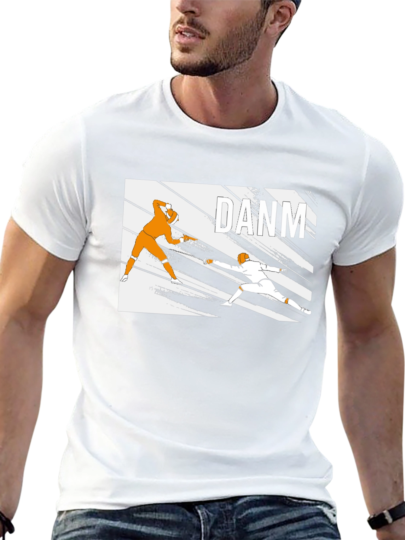 Fencing Graphic Tee - Black Cotton T-Shirt