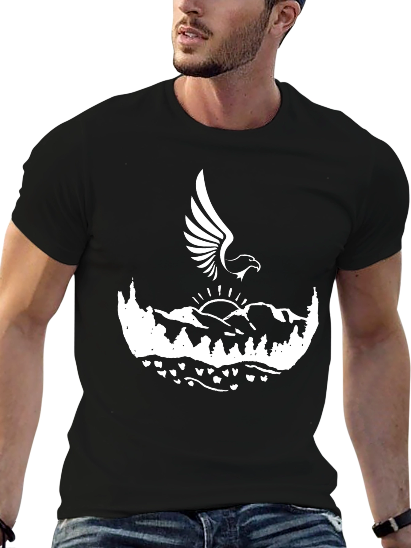 Eagle Mountain Graphic Tee - Black Cotton Blend