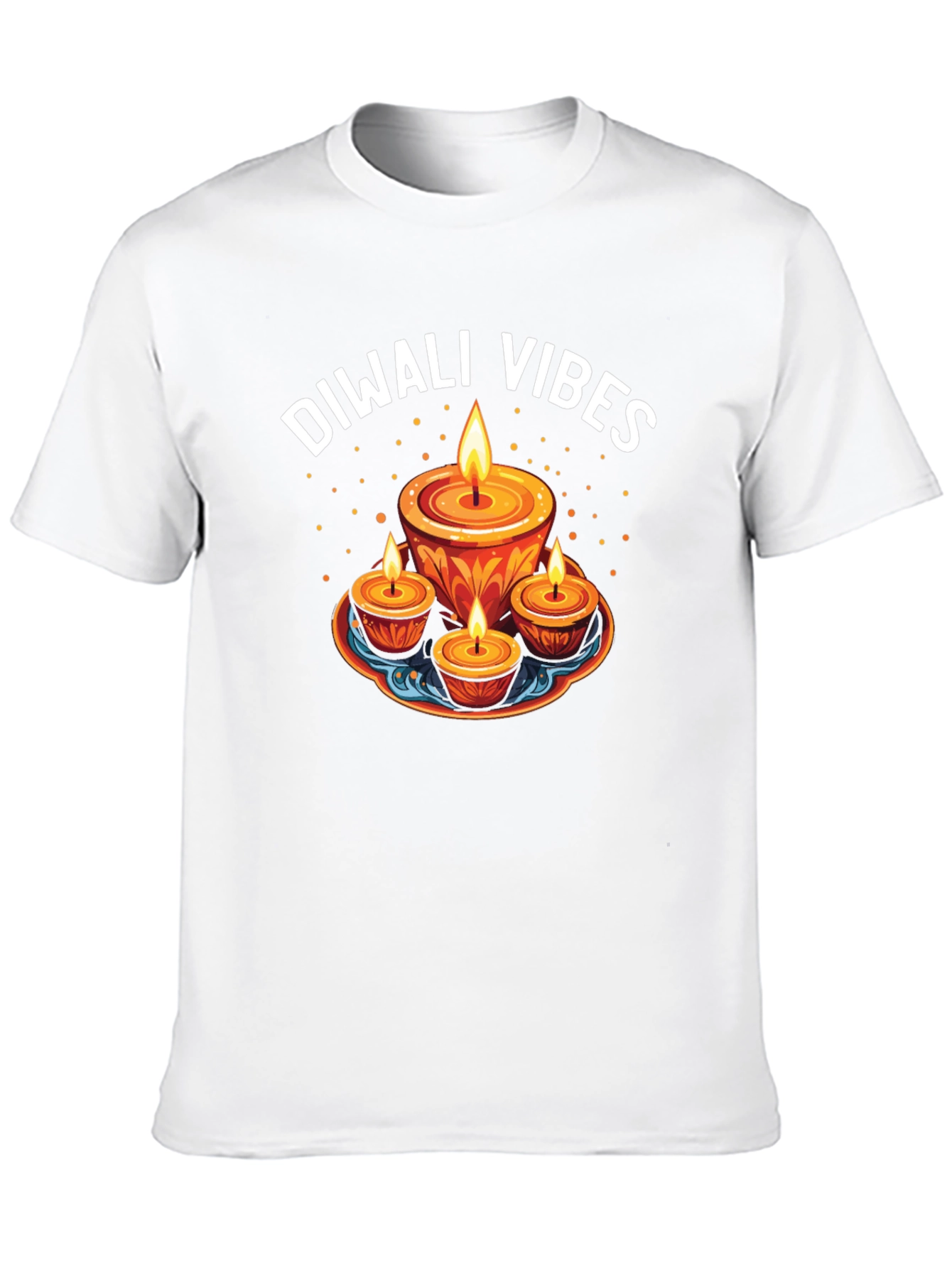 Diwali Vibes Graphic Tee - Festive Candle Design