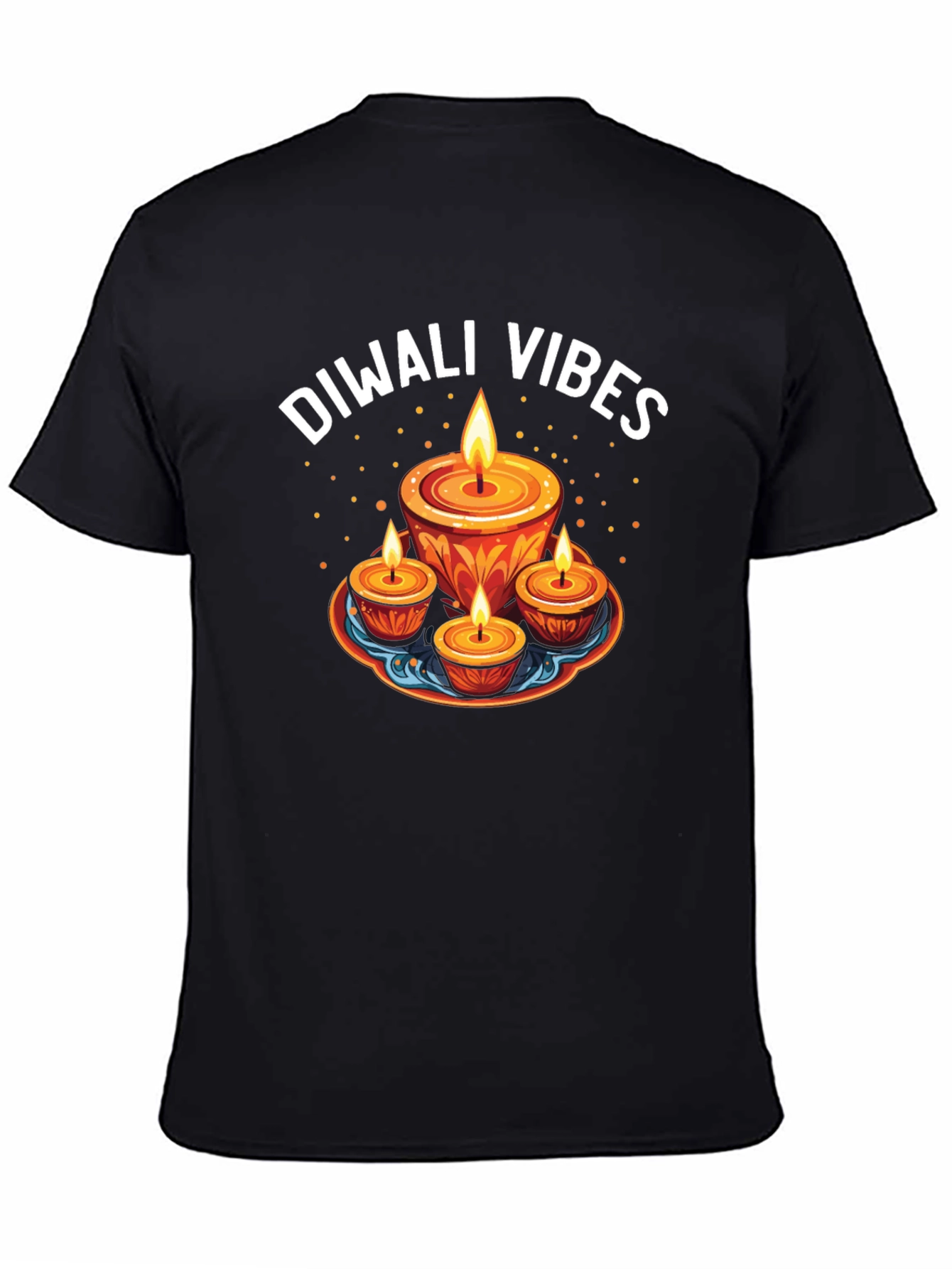 Diwali Vibes Graphic Tee - Festive Candle Design