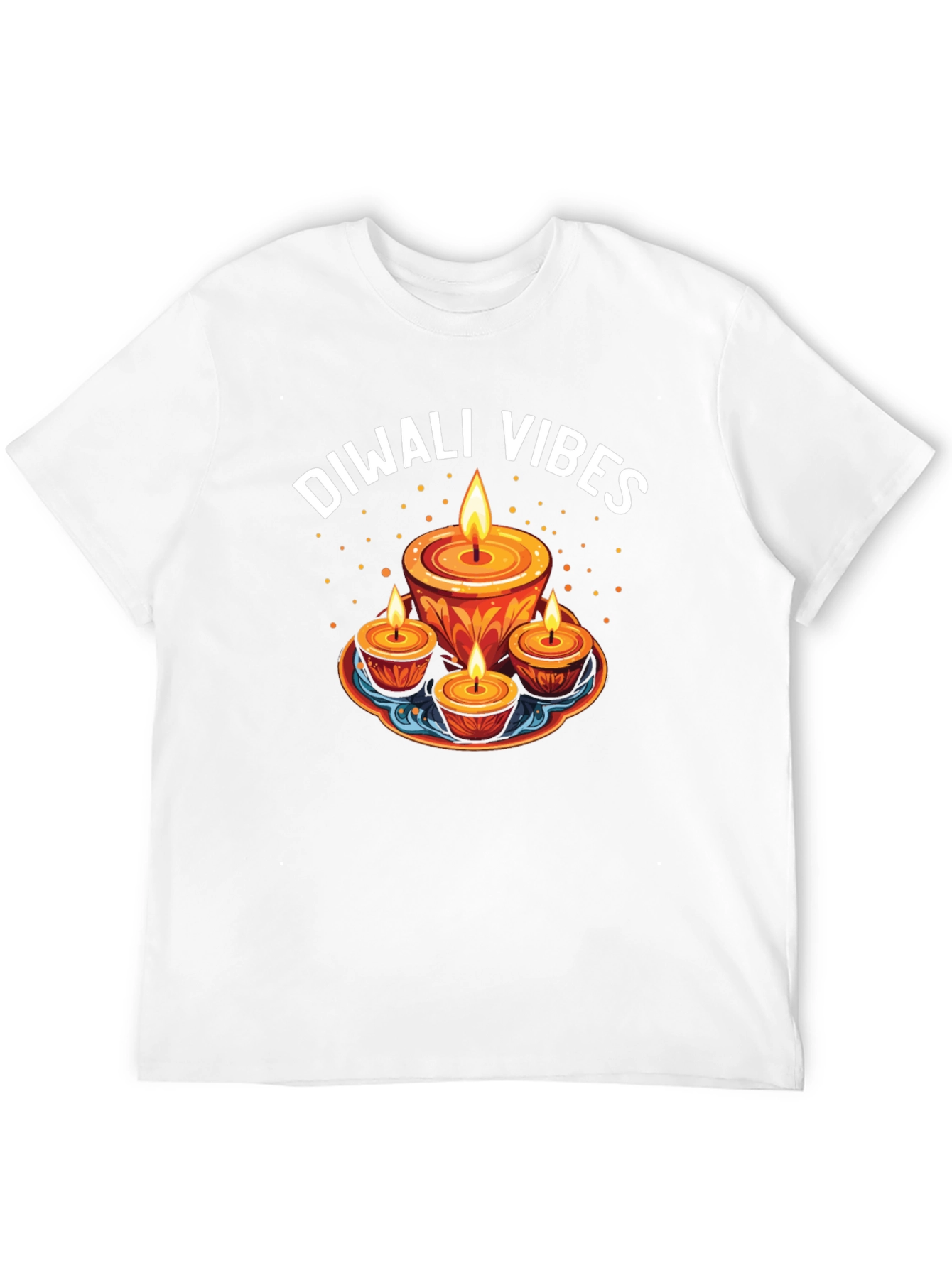 Diwali Vibes Graphic Tee - Festive Candle Design