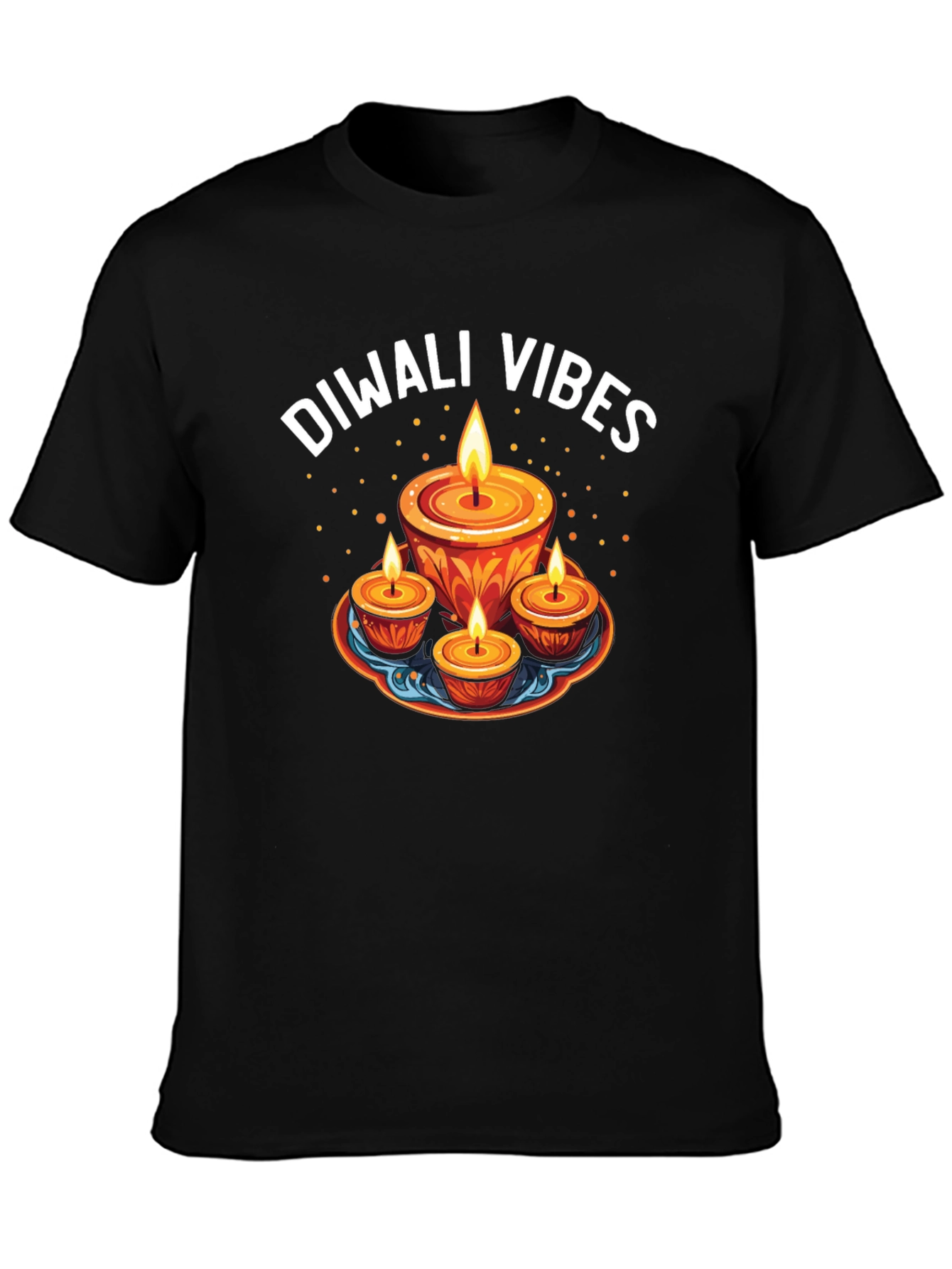 Diwali Vibes Graphic Tee - Festive Candle Design
