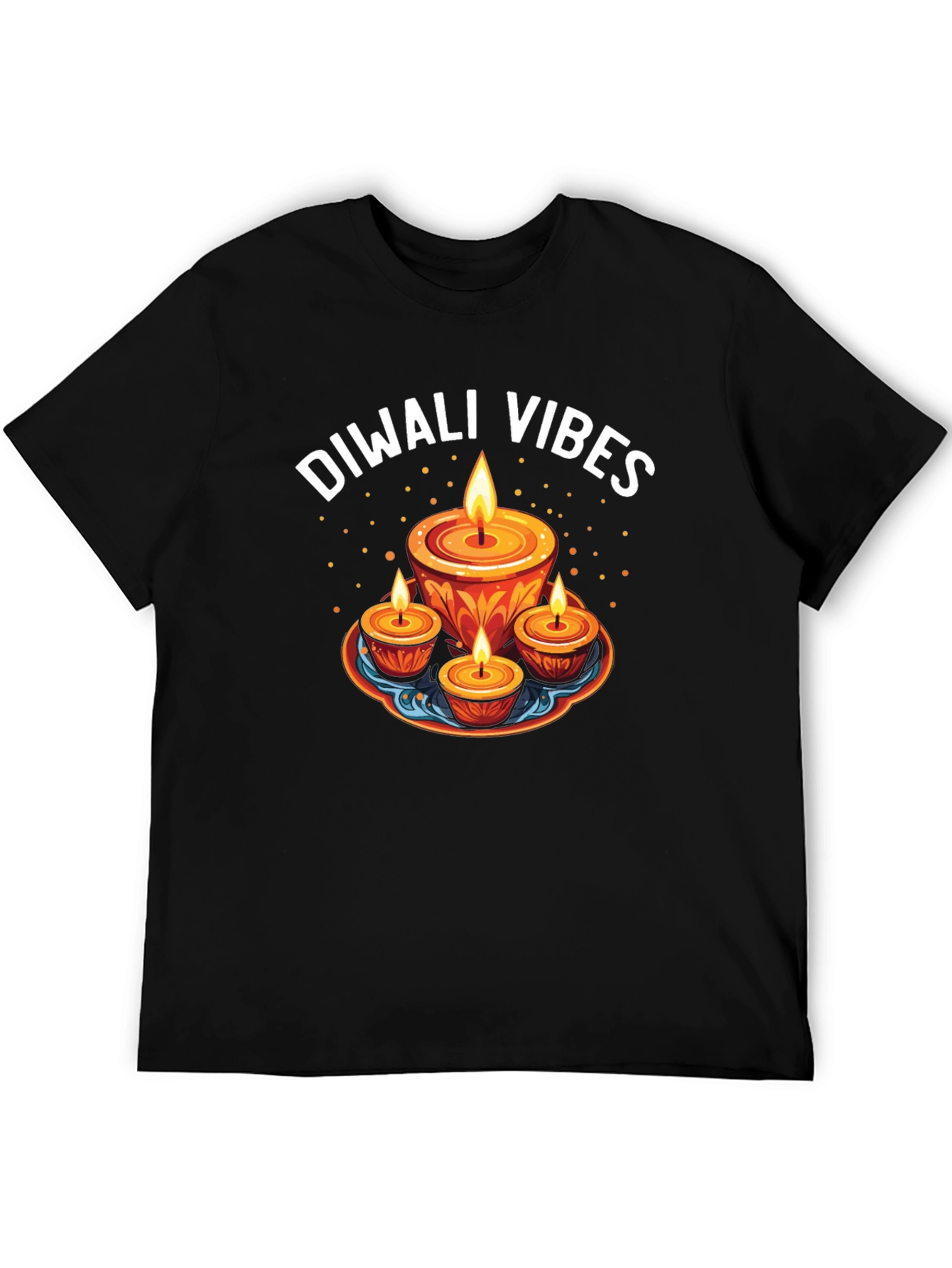 Diwali Vibes Graphic Tee - Festive Candle Design