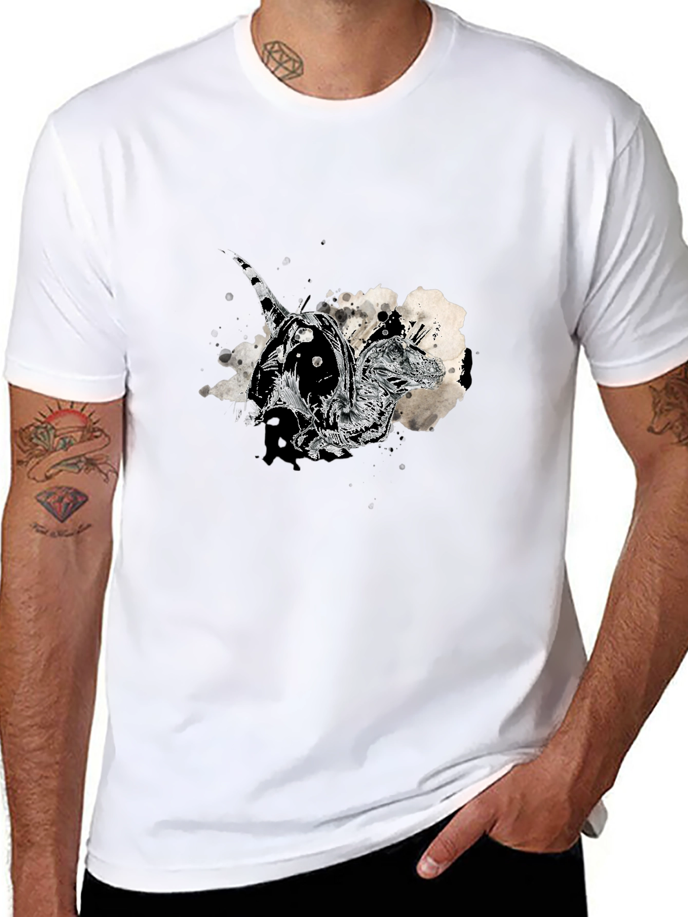 Dinosaur Graphic Print Black T-Shirt