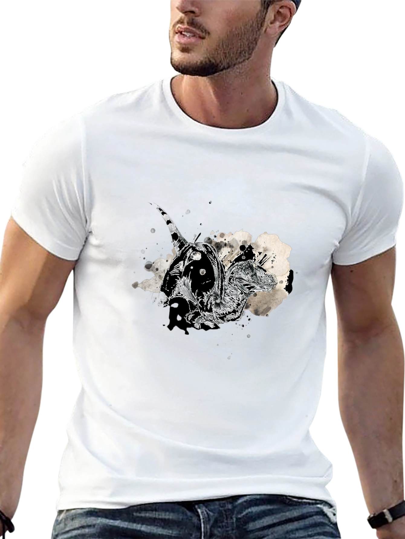 Dinosaur Graphic Print Black T-Shirt