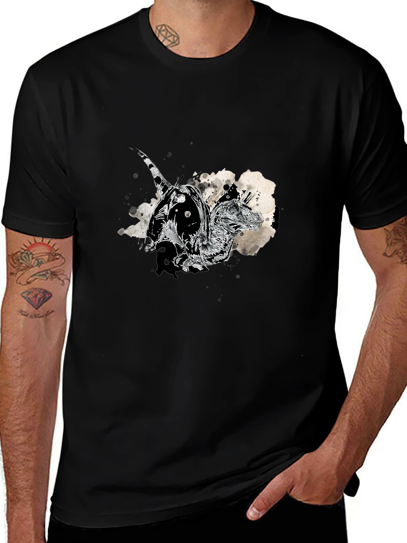 Dinosaur Graphic Print Black T-Shirt