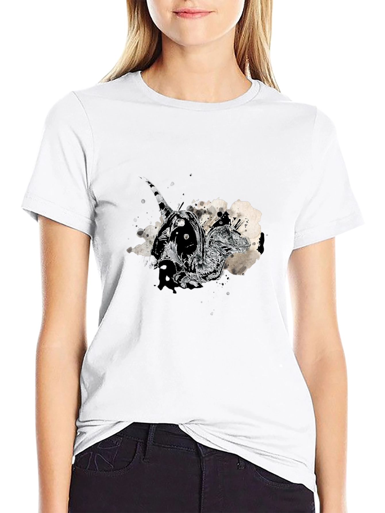 Dinosaur Graphic Print Black T-Shirt