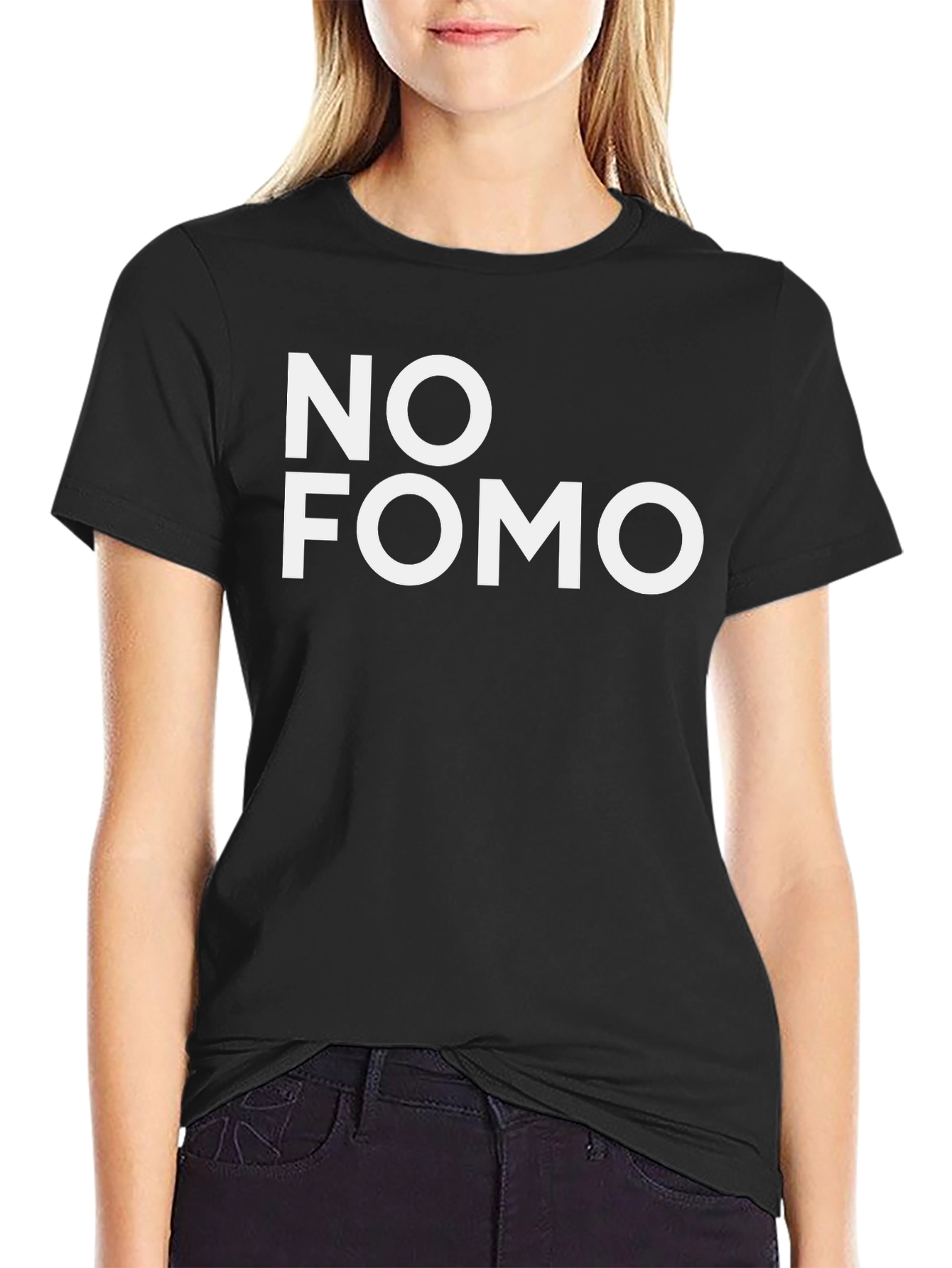 No FOMO Graphic Tee - Trendy Black T-Shirt