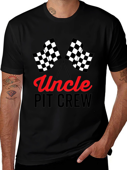 Uncle Pit Crew Racing Tee - Checkered Flag Graphic T-Shirt