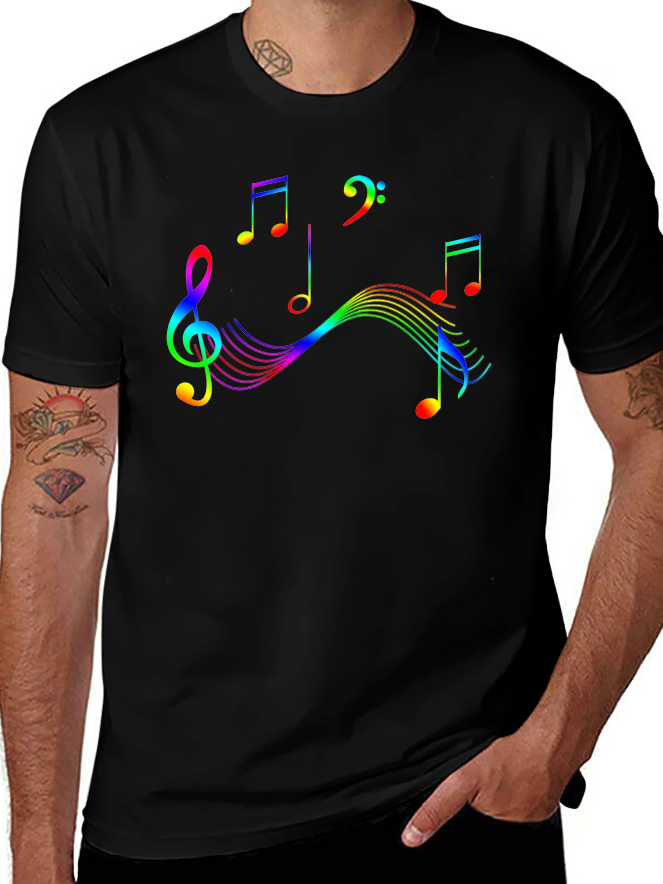 Rainbow Music Note Graphic Tee