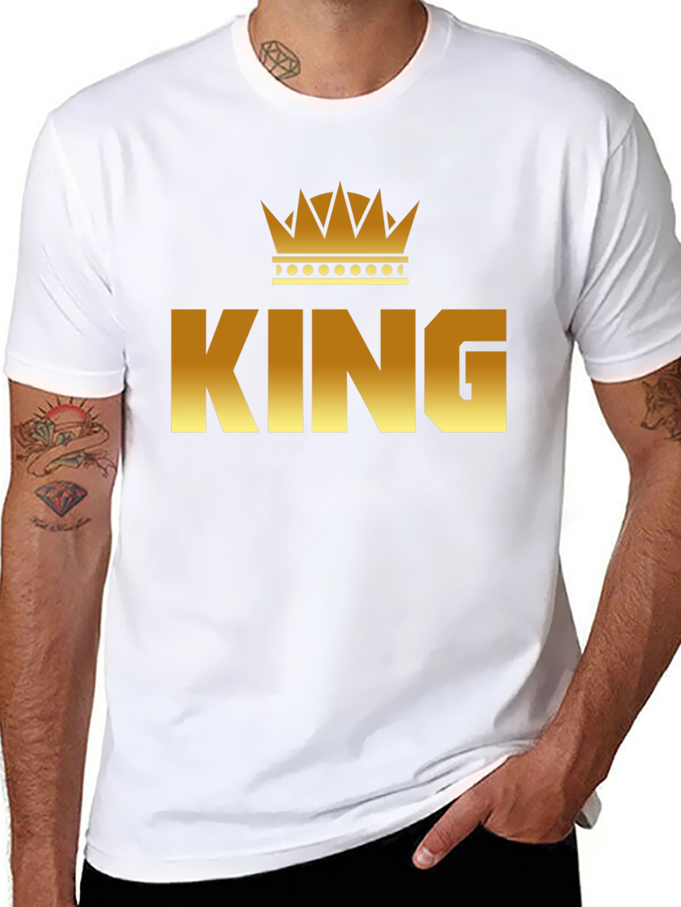 King Crown Graphic Tee - Gold Print Black T-Shirt