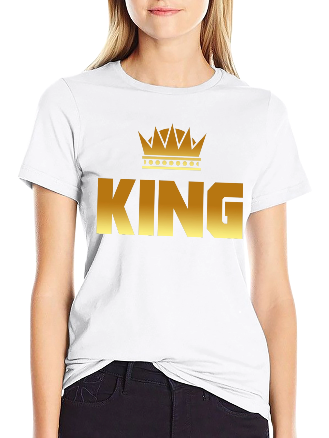 King Crown Graphic Tee - Gold Print Black T-Shirt