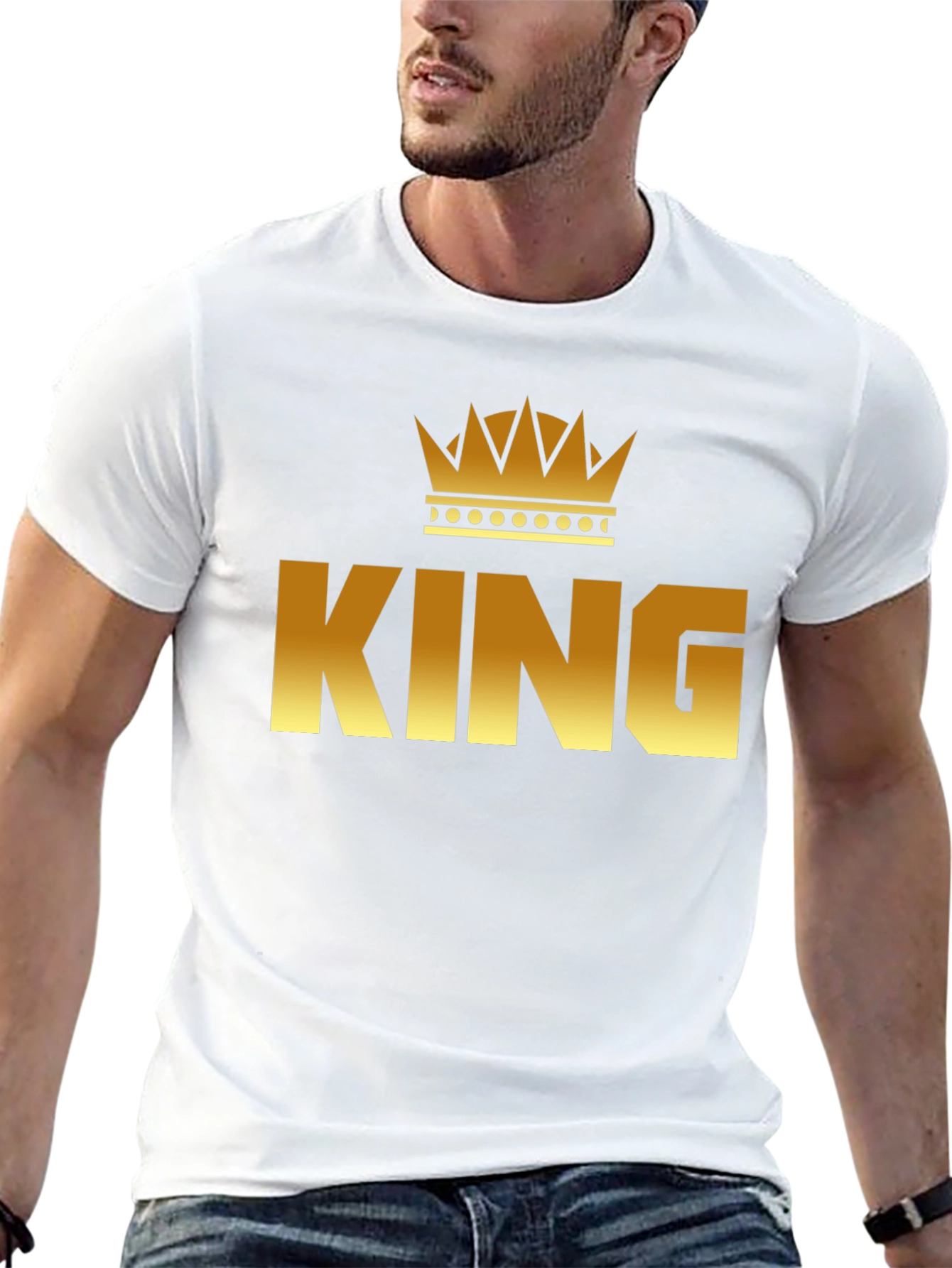 King Crown Graphic Tee - Gold Print Black T-Shirt