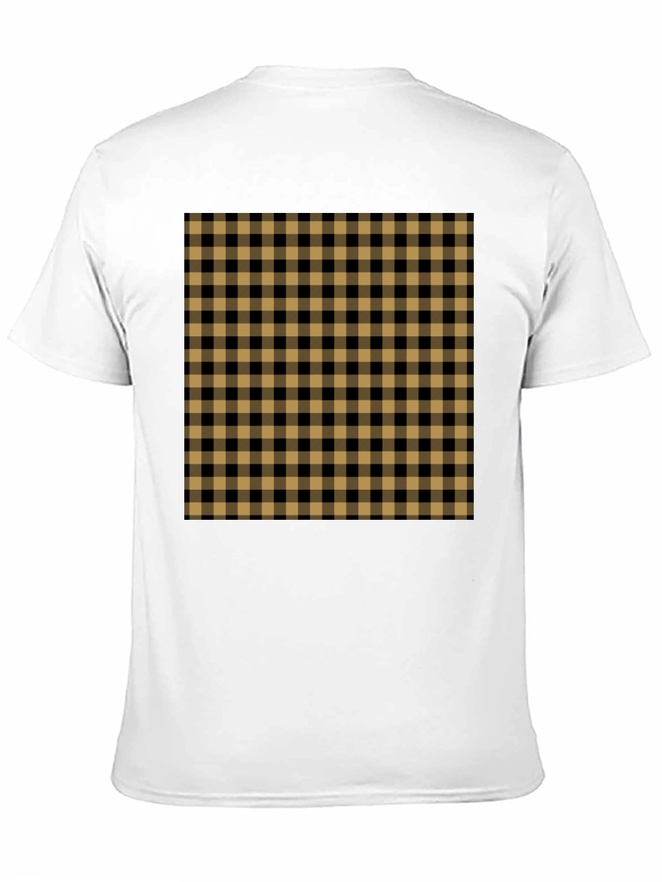 Mens Black Tee with Tan Plaid Design