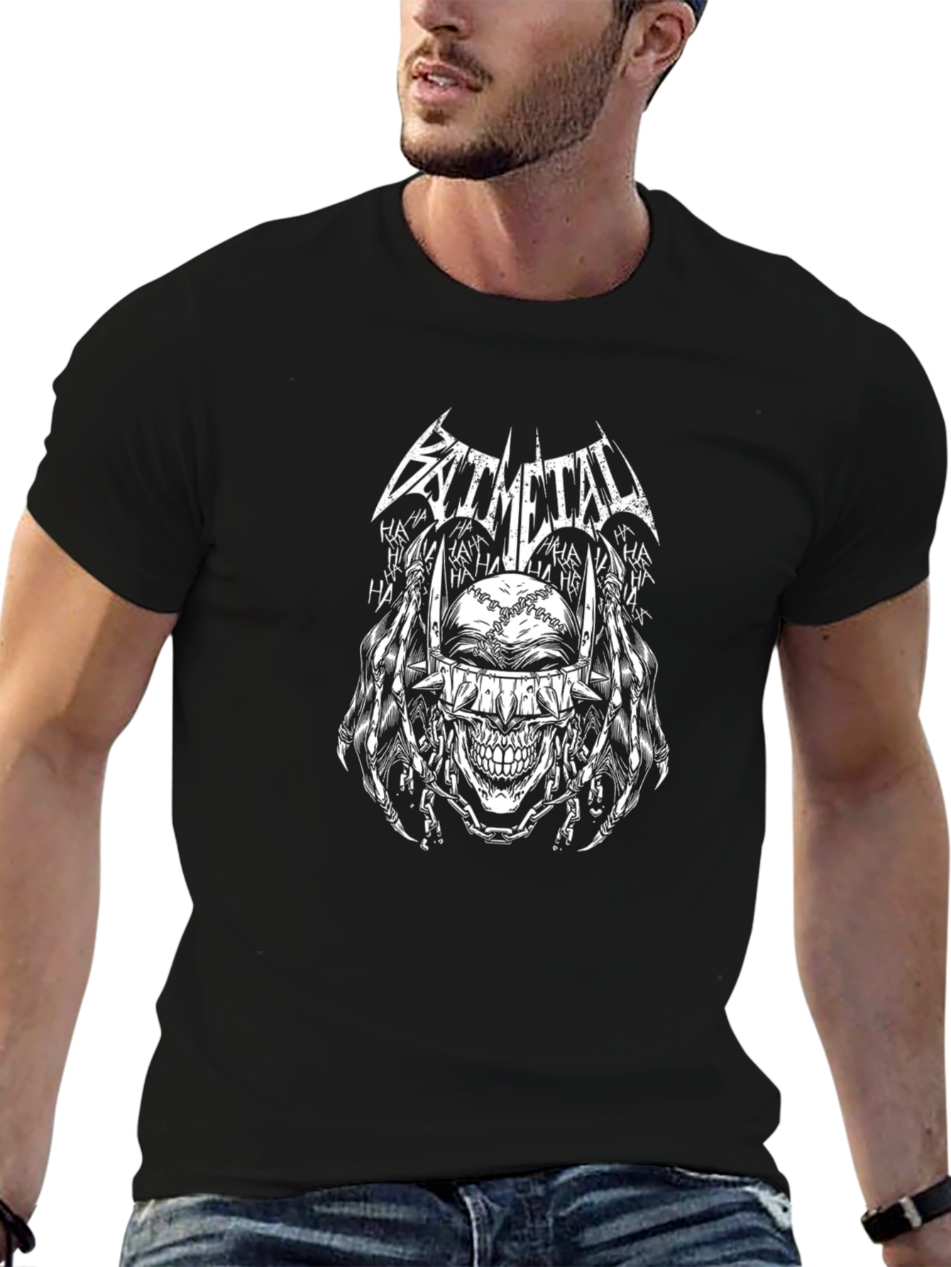 Bat Metal T-Shirt: Joker Skull Graphic Tee