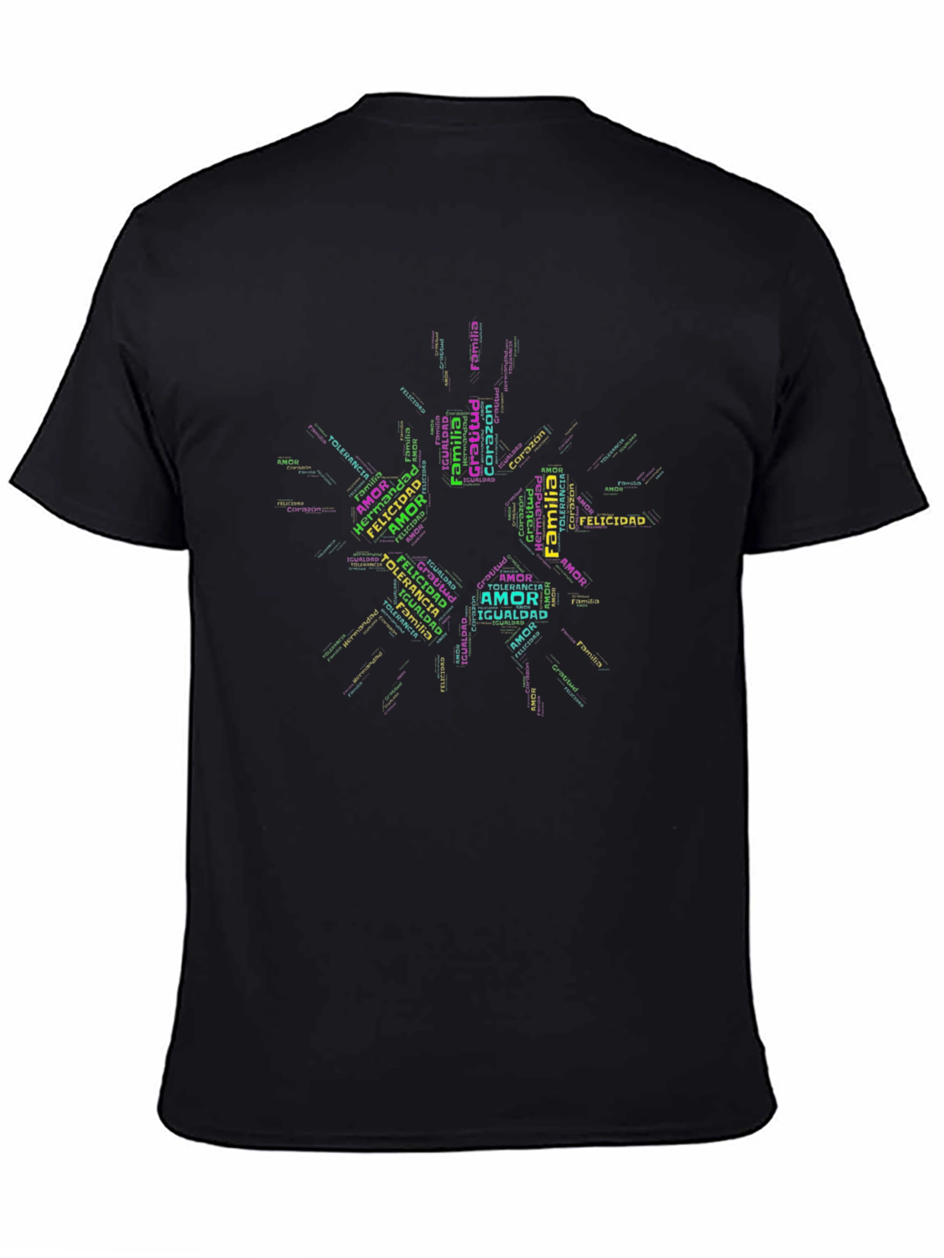 Word Cloud T-Shirt: Amor Familia Felicidad