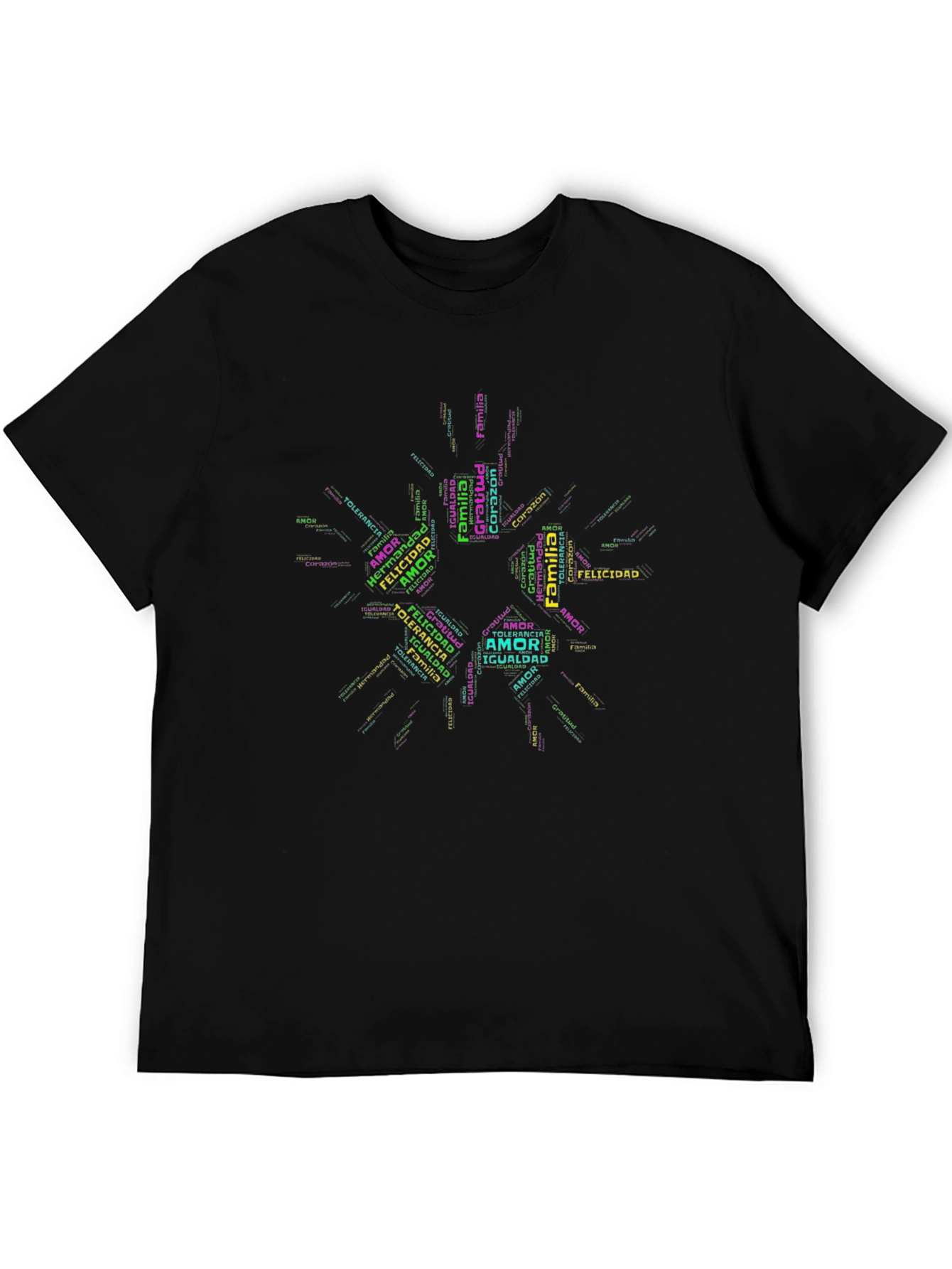 Word Cloud T-Shirt: Amor Familia Felicidad