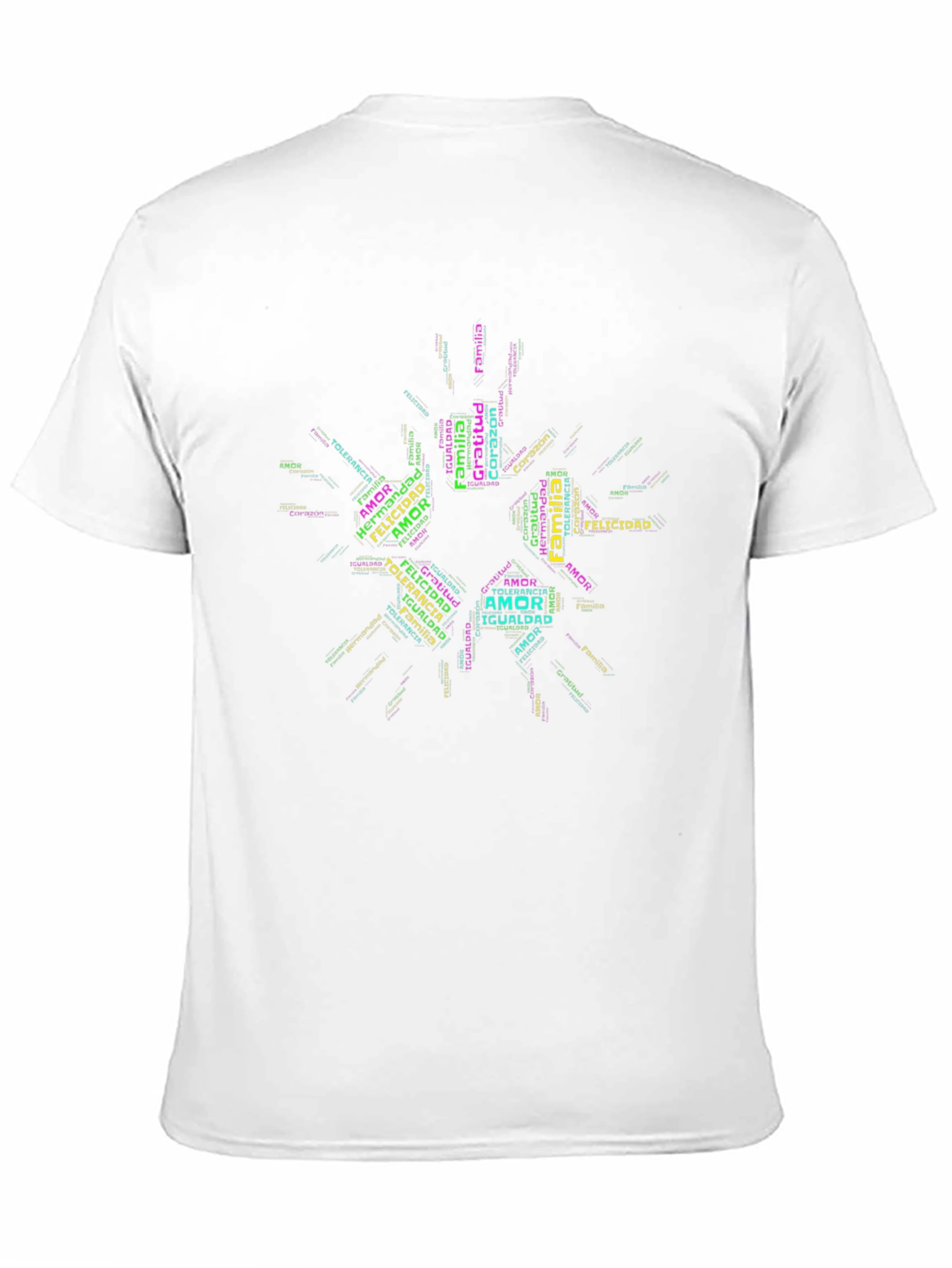 Word Cloud T-Shirt: Amor Familia Felicidad