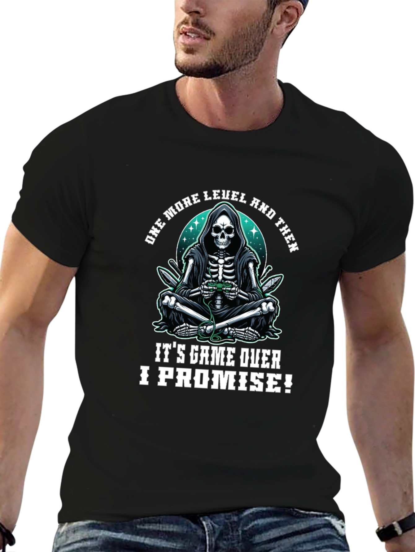 Gamer Grim Reaper T-Shirt - One More Level!