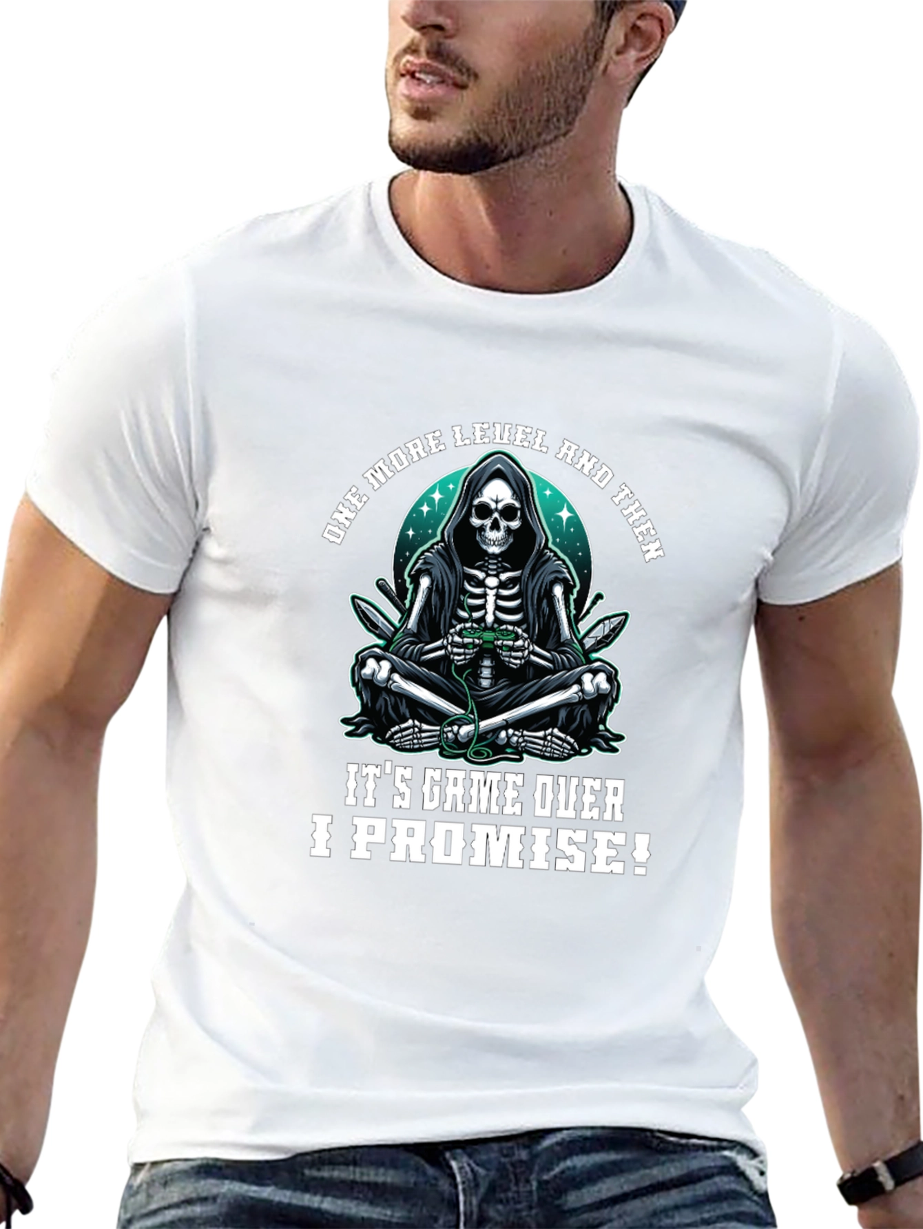 Gamer Grim Reaper T-Shirt - One More Level!