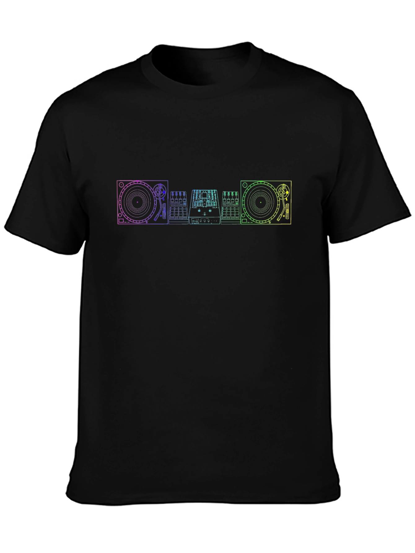 DJ Equipment Rainbow Outline T-Shirt