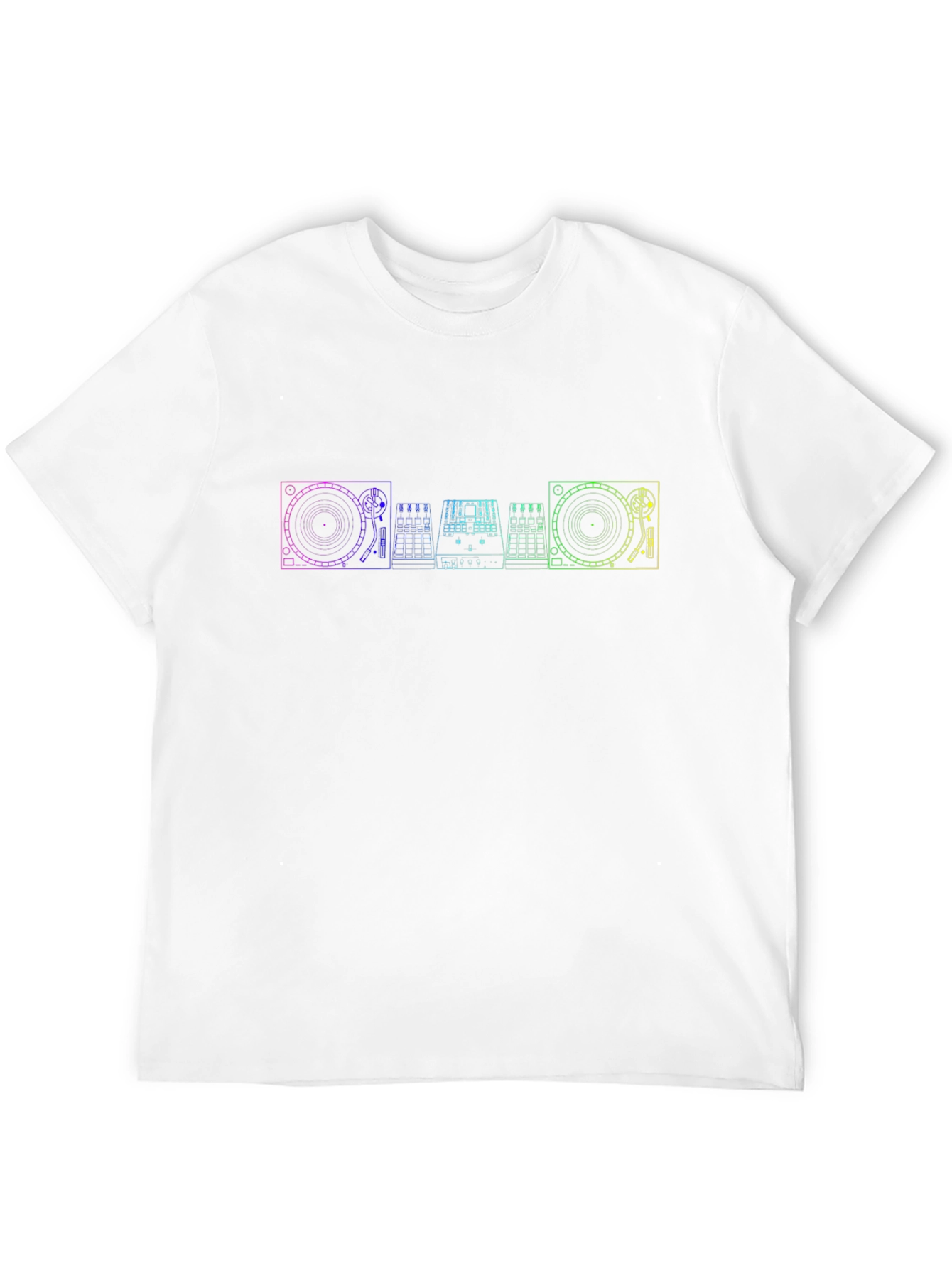 DJ Equipment Rainbow Outline T-Shirt