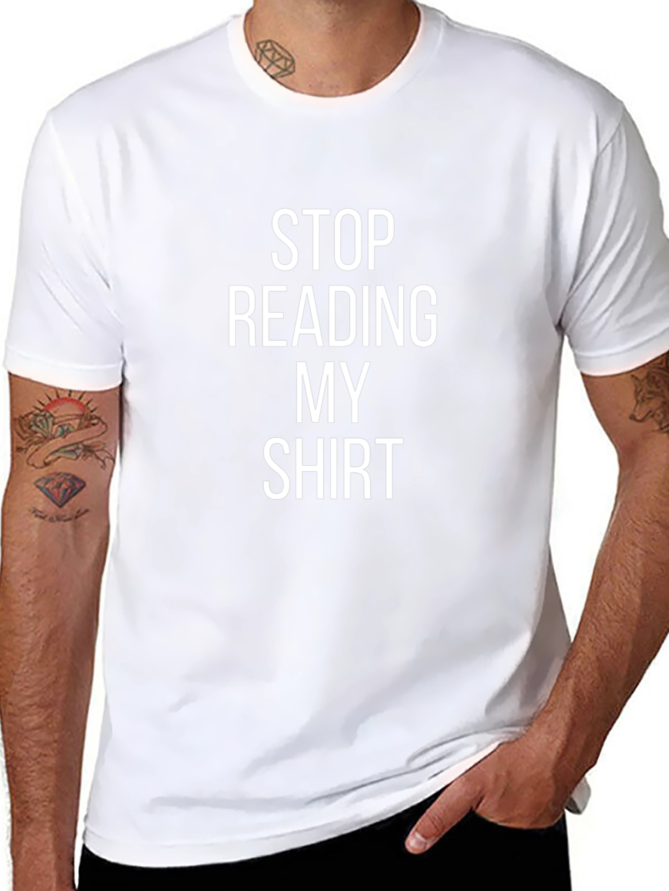 Funny Stop Reading My Shirt Black Cotton Tee