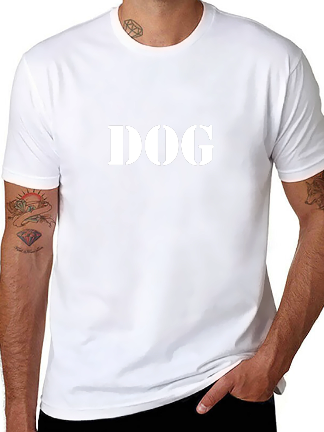 Bold DOG Graphic Tee - Black Cotton Casual