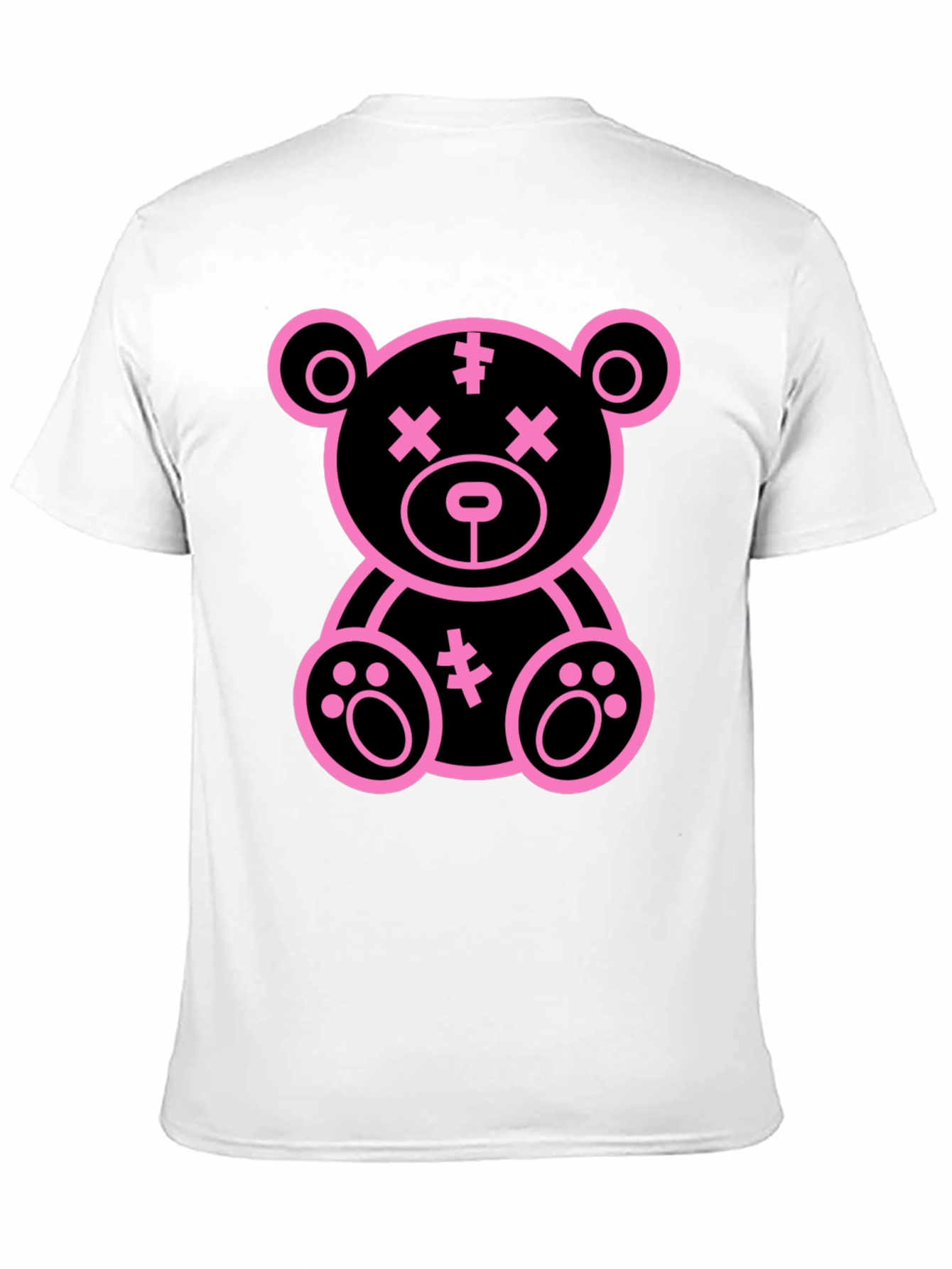 Cool Pink Teddy Bear Graphic Black T-Shirt