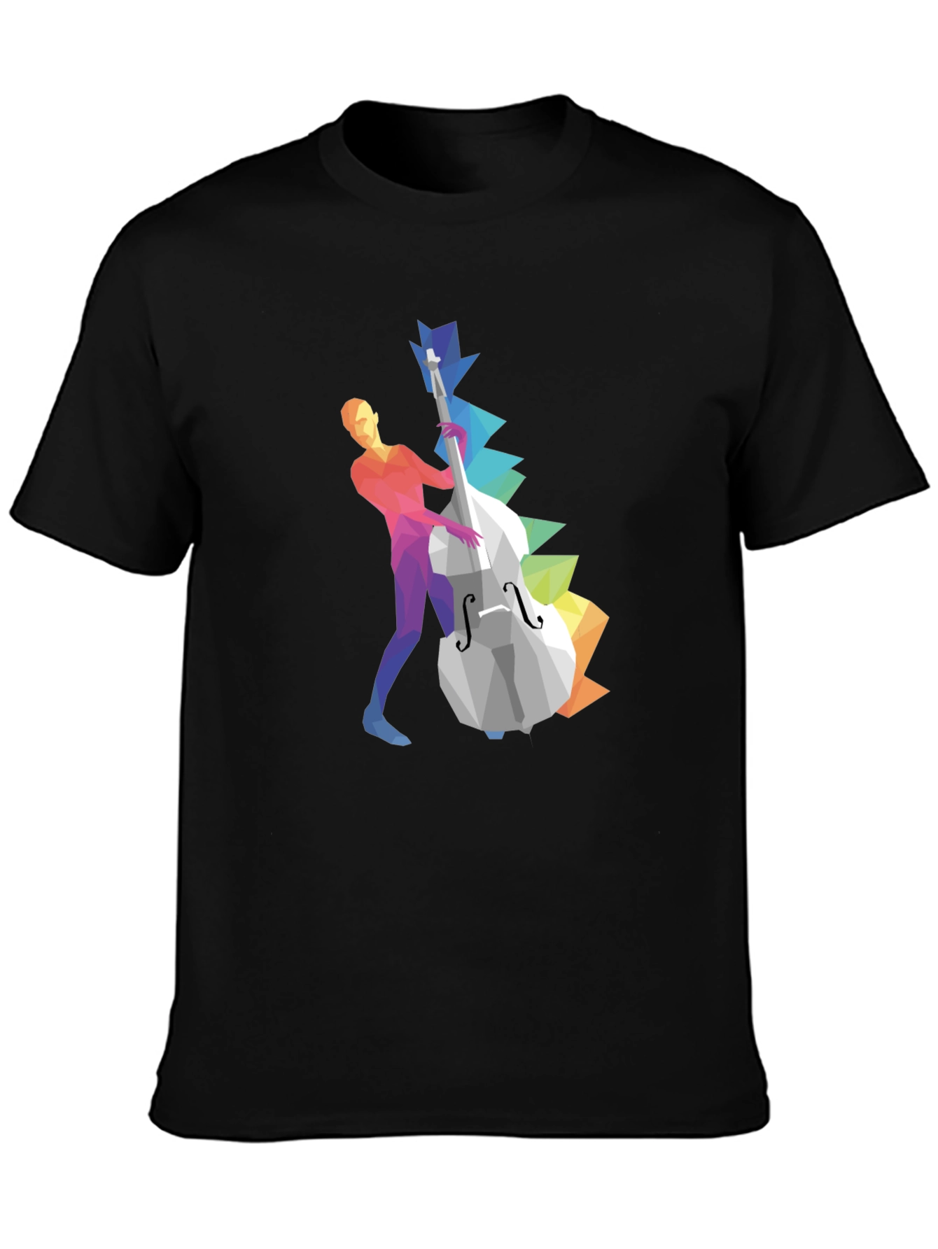 Musical T-Shirt: Geometric Bass Player Design