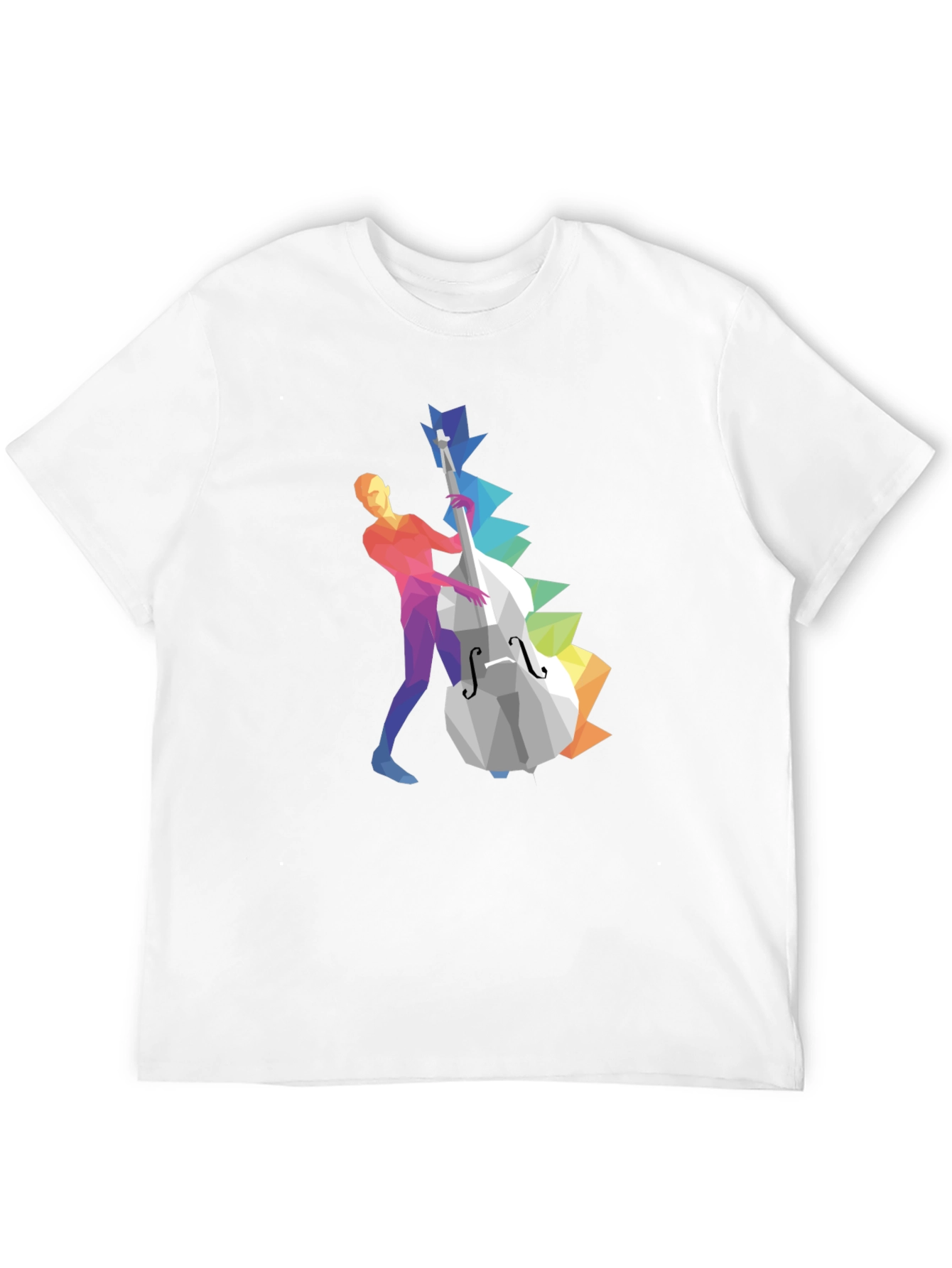 Musical T-Shirt: Geometric Bass Player Design