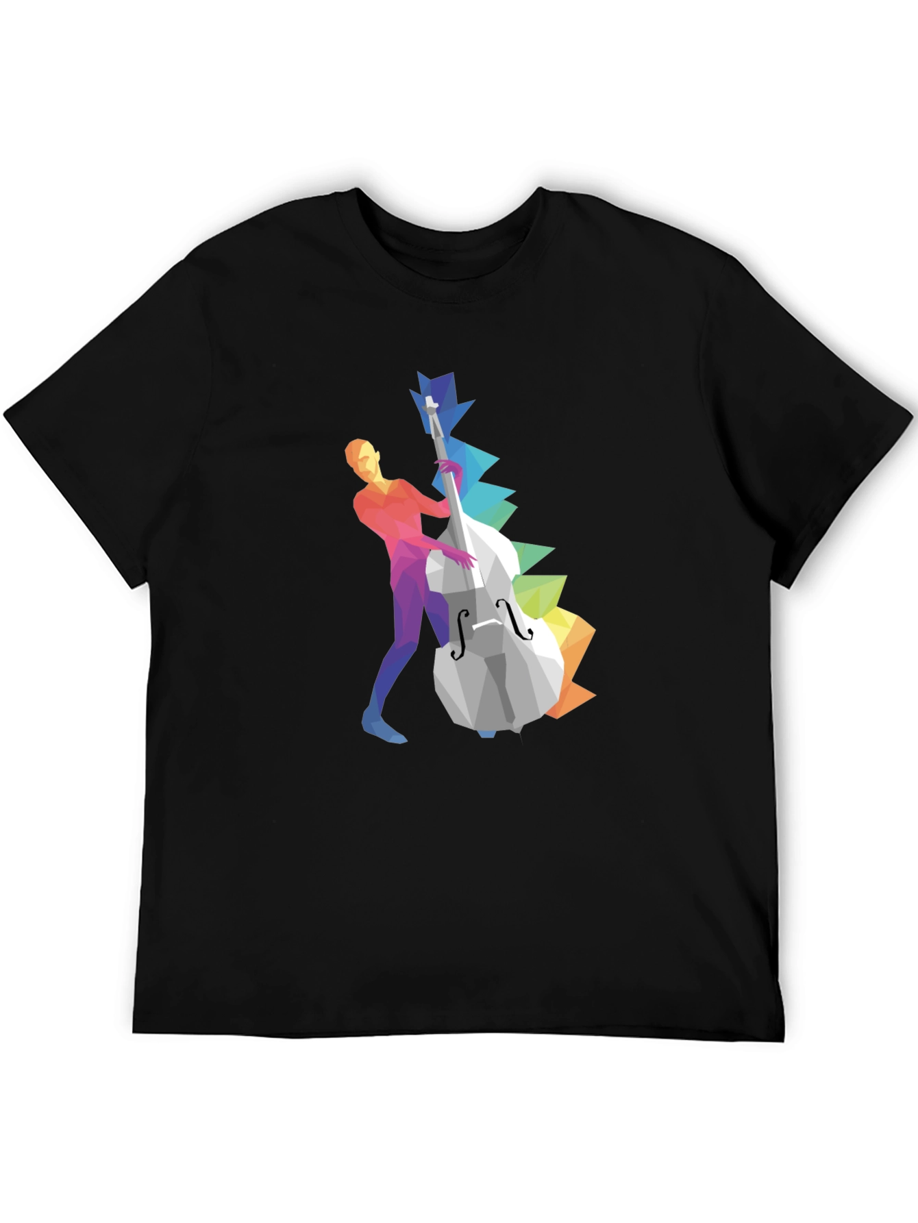 Musical T-Shirt: Geometric Bass Player Design