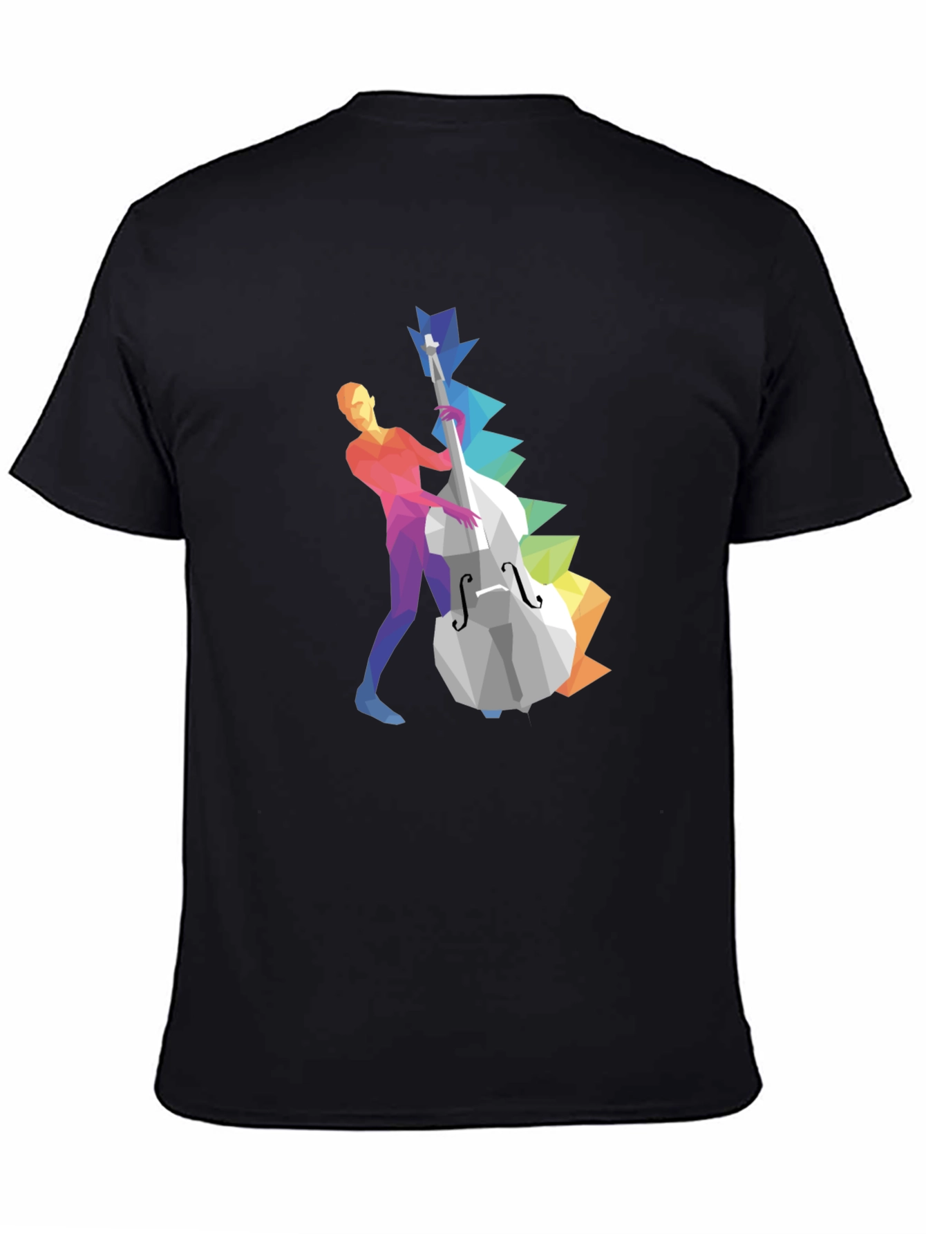 Musical T-Shirt: Geometric Bass Player Design