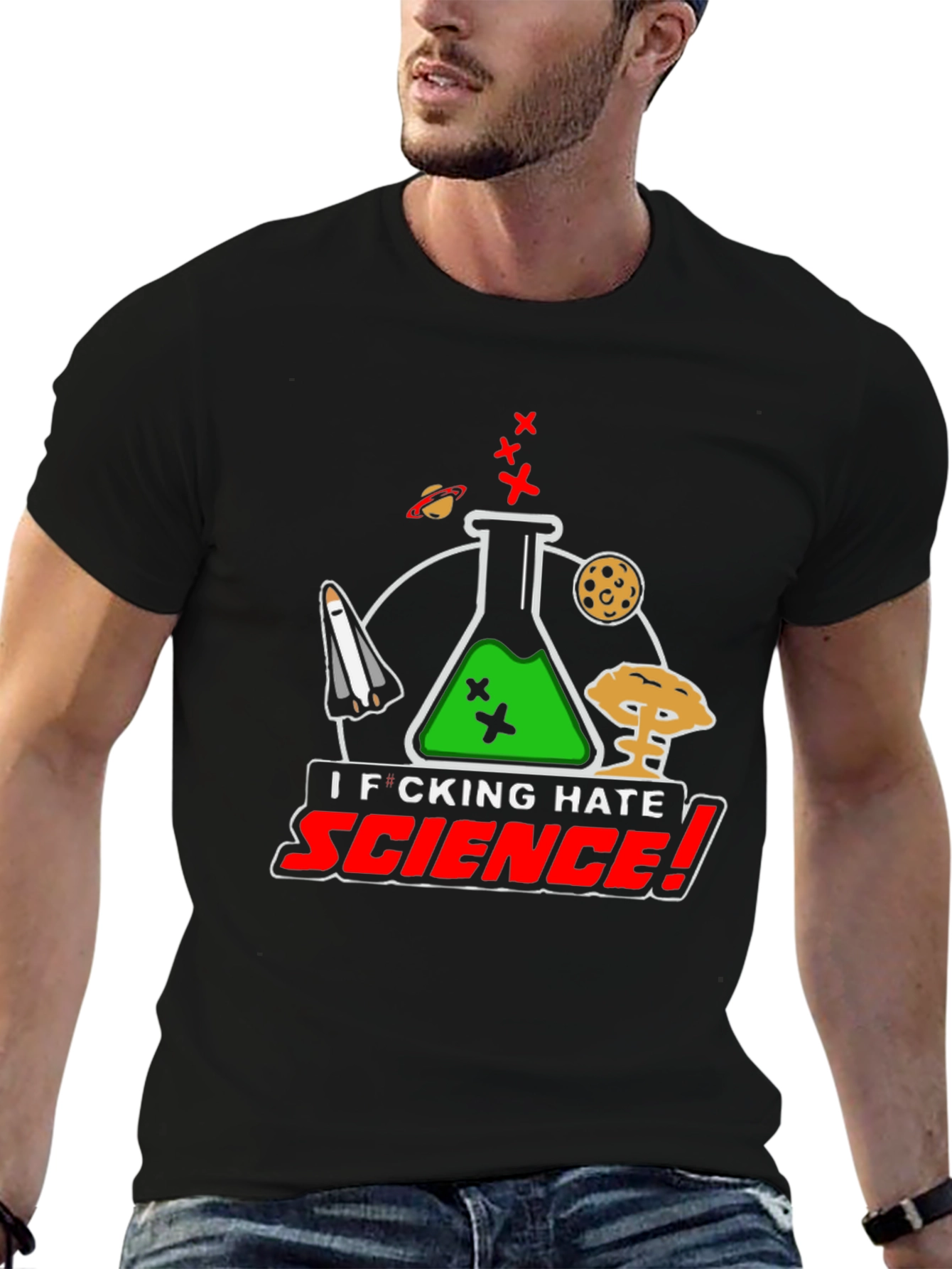 I Hate Science Black T-Shirt Funny Graphic Tee