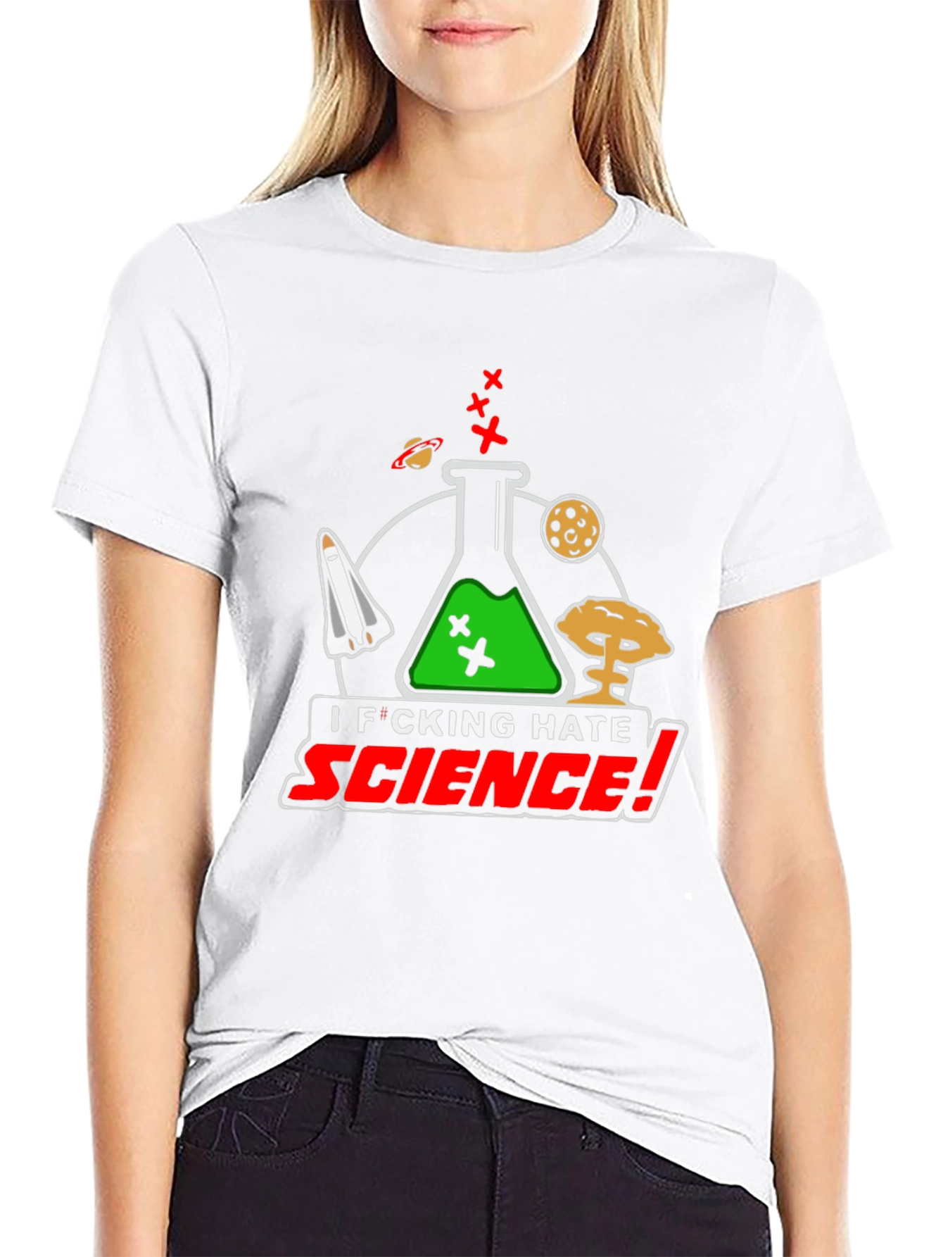 I Hate Science Black T-Shirt Funny Graphic Tee