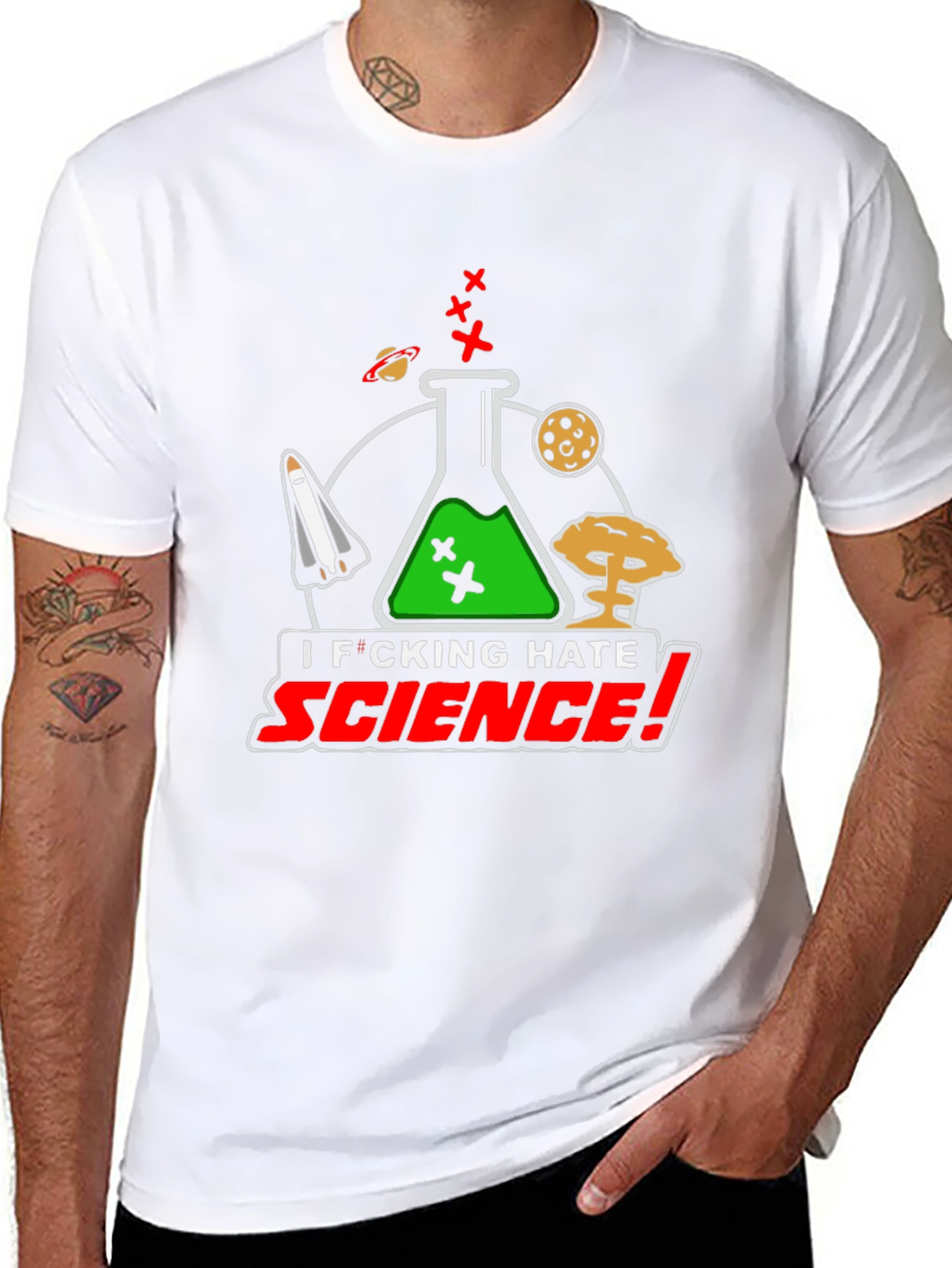 I Hate Science Black T-Shirt Funny Graphic Tee