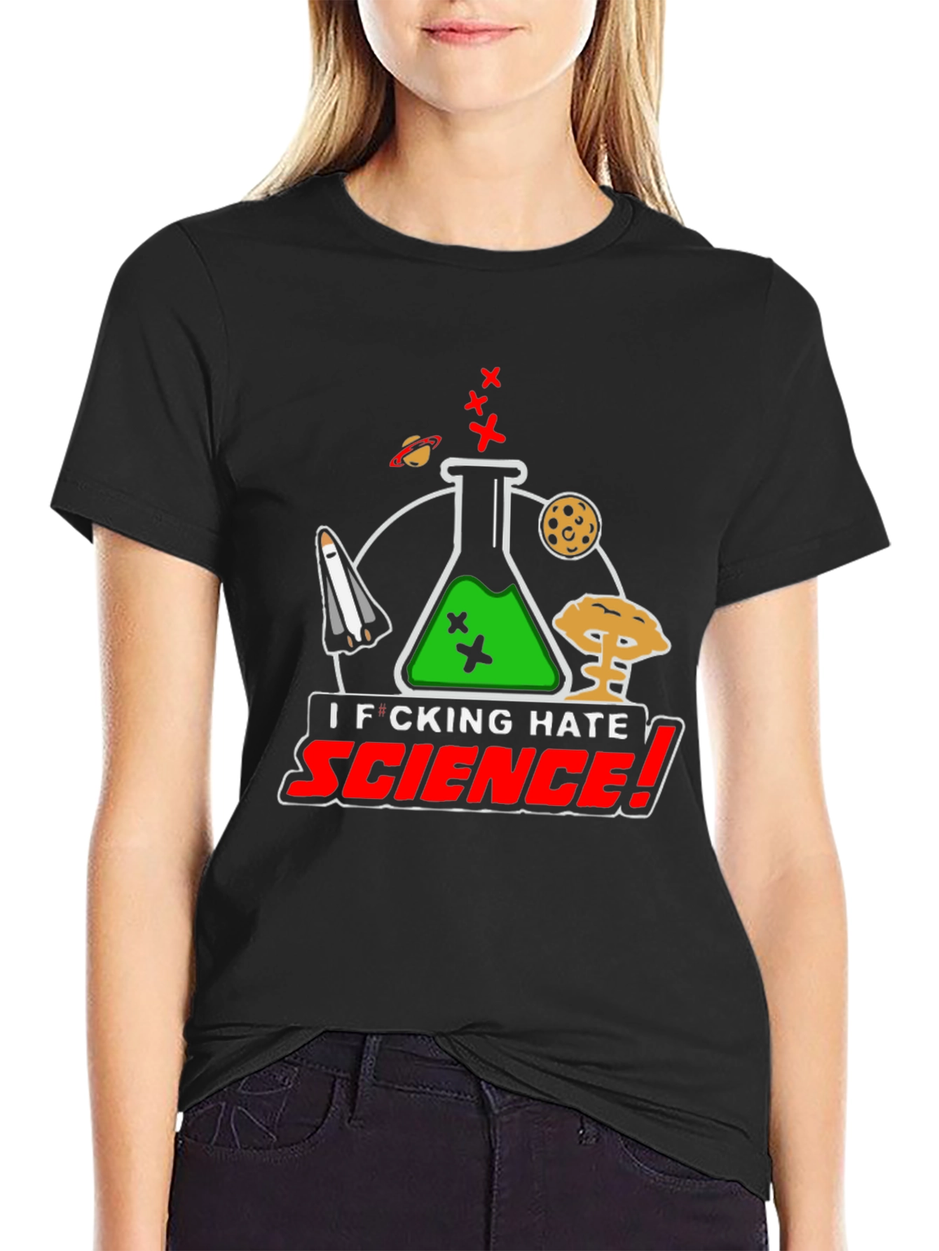 I Hate Science Black T-Shirt Funny Graphic Tee
