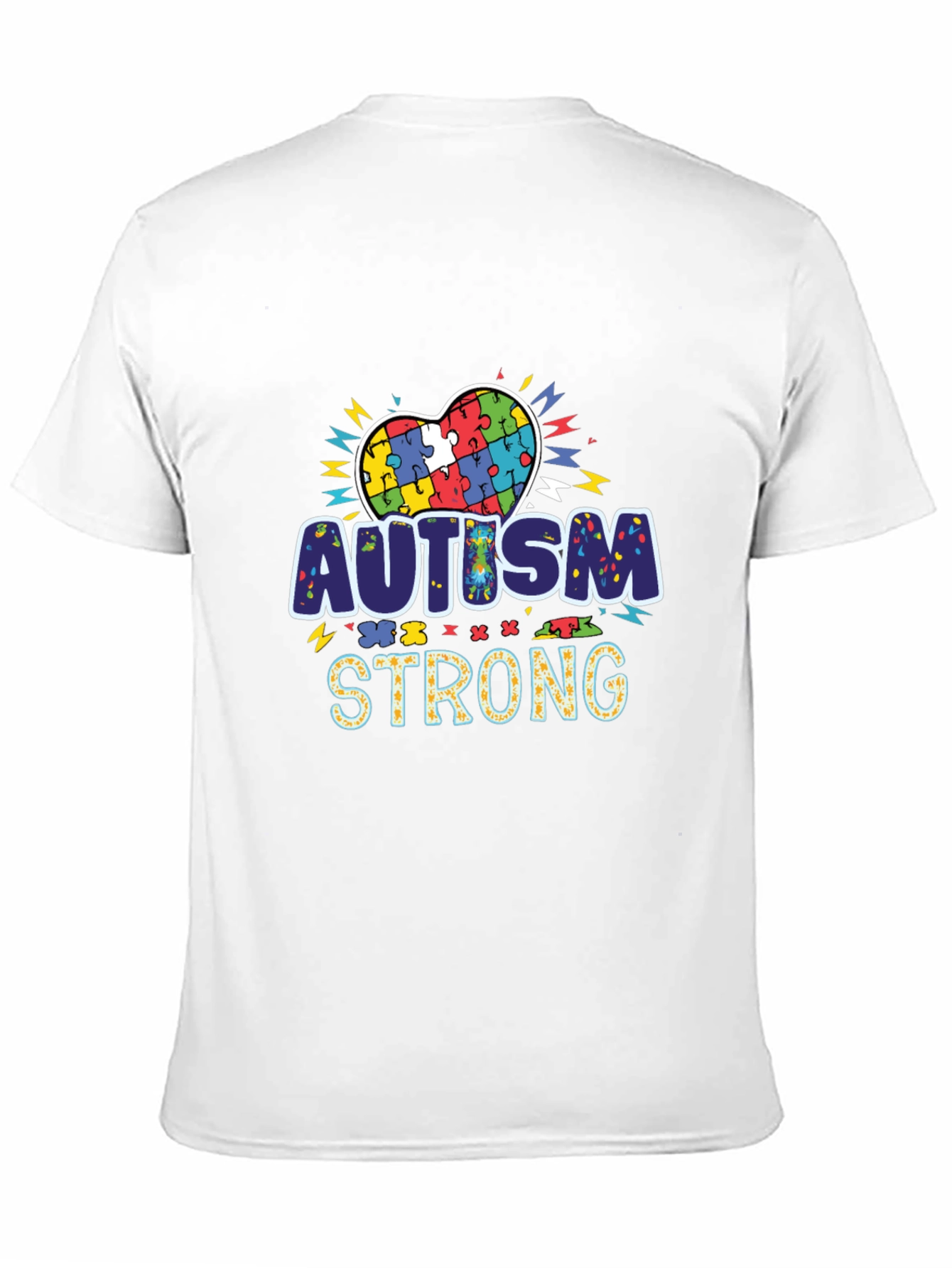 Autism Strong Puzzle Heart Black T-Shirt