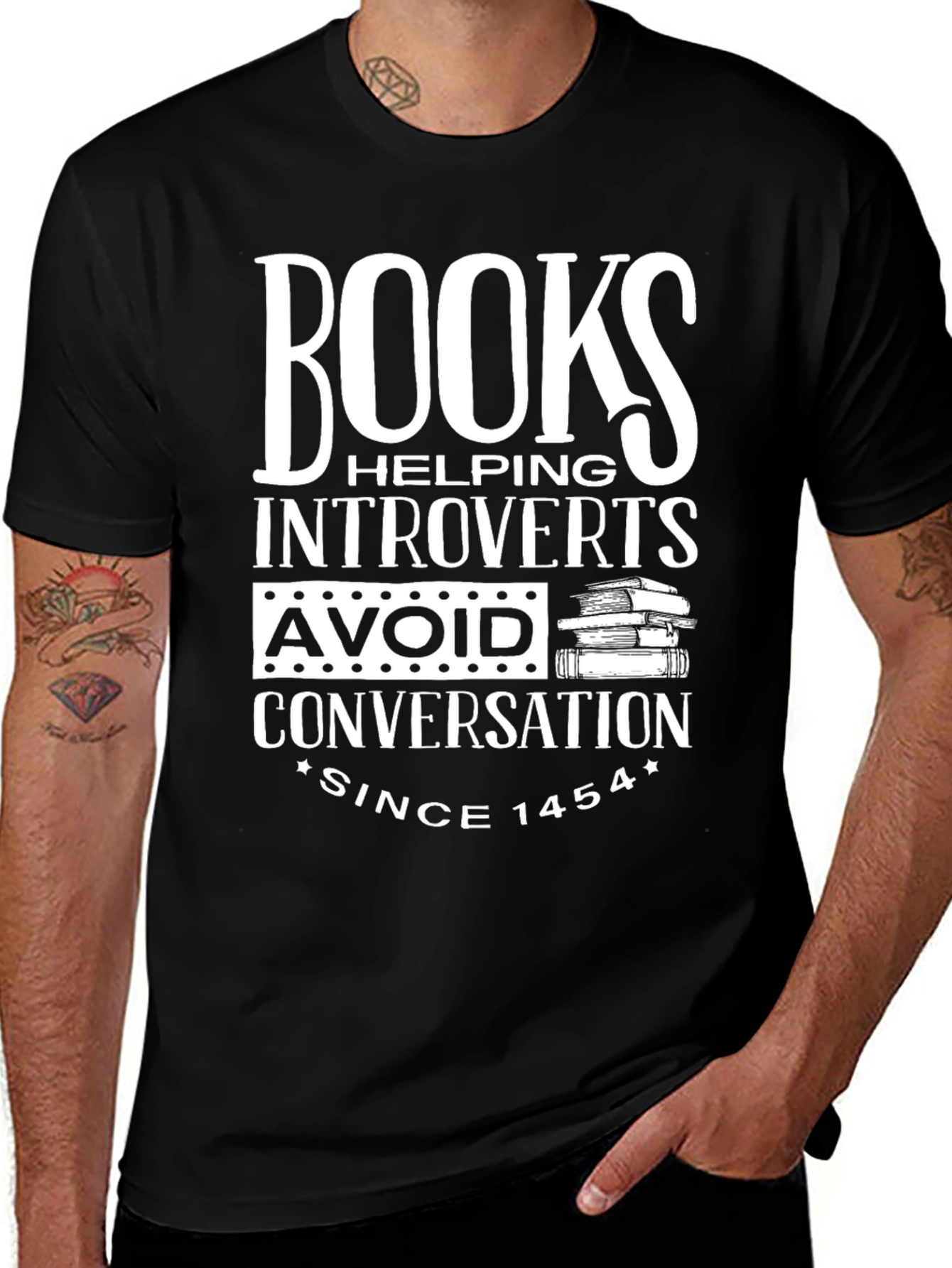 Books Introverts T-Shirt Avoid Conversation Since 1454