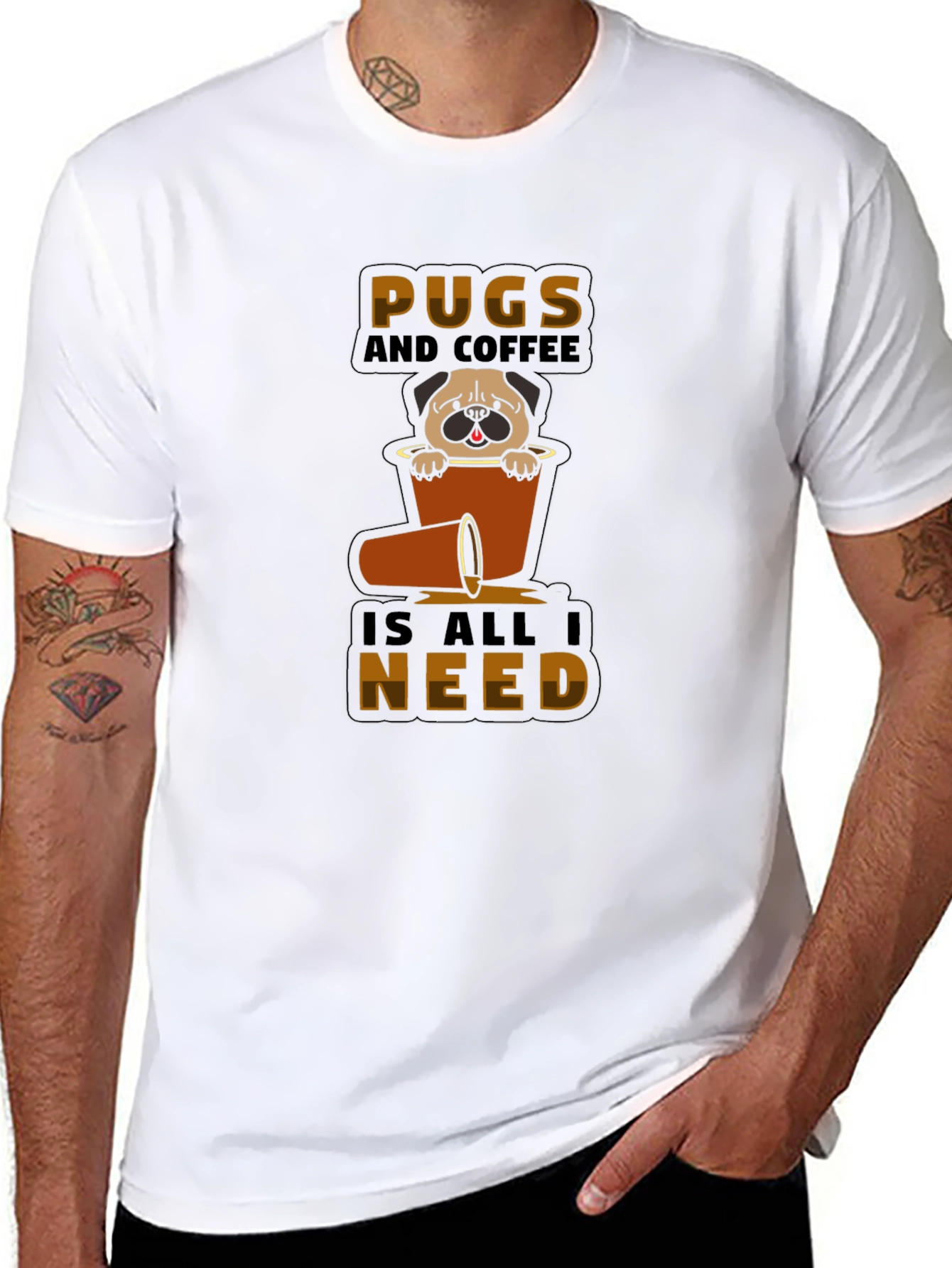 Pugs and Coffee Graphic T-Shirt