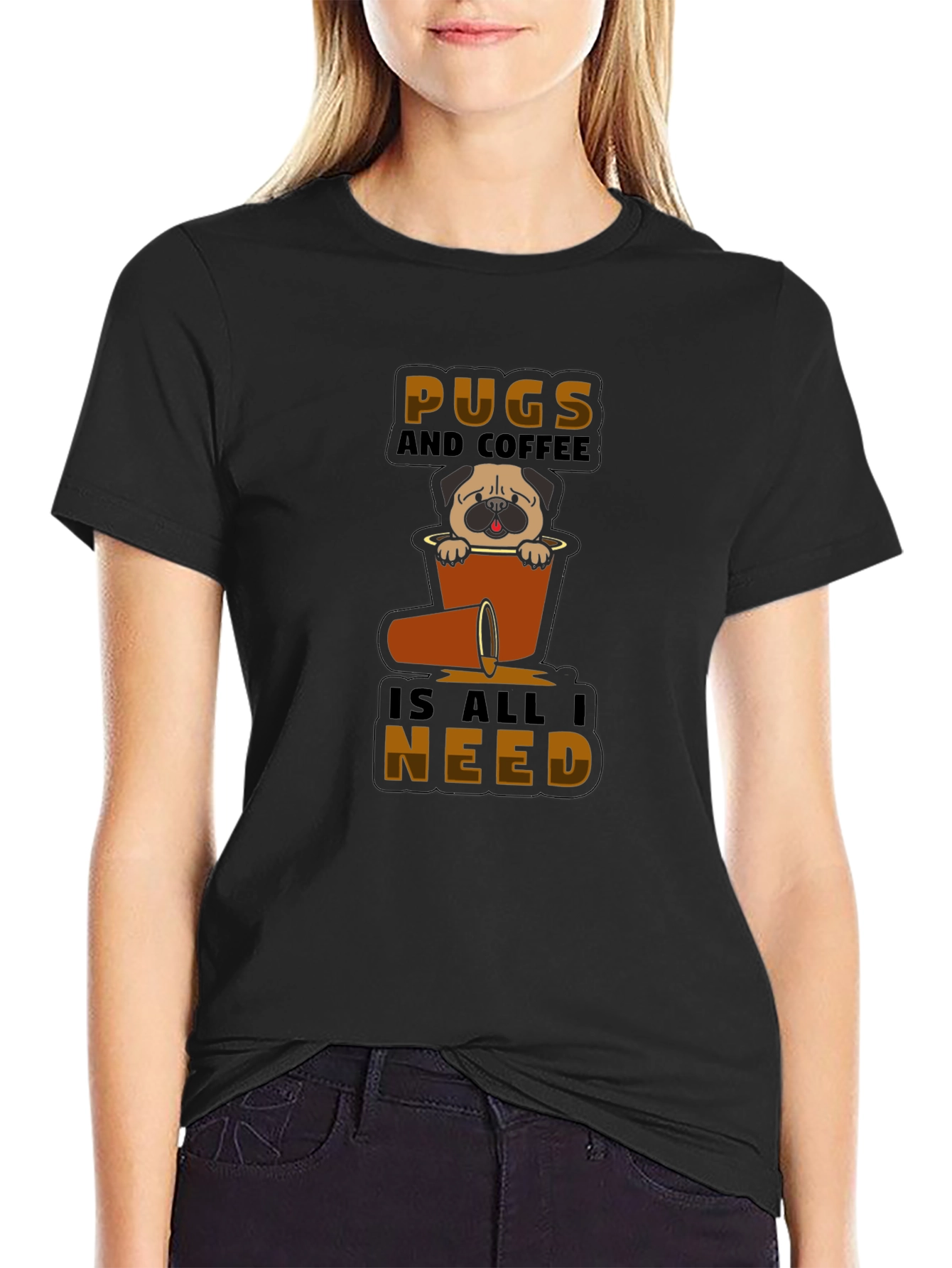 Pugs and Coffee Graphic T-Shirt